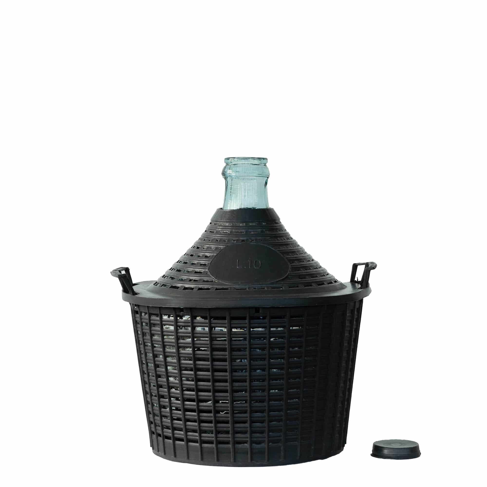 10 l ballonflaske, smalhalset, glas, åbning: Hætte