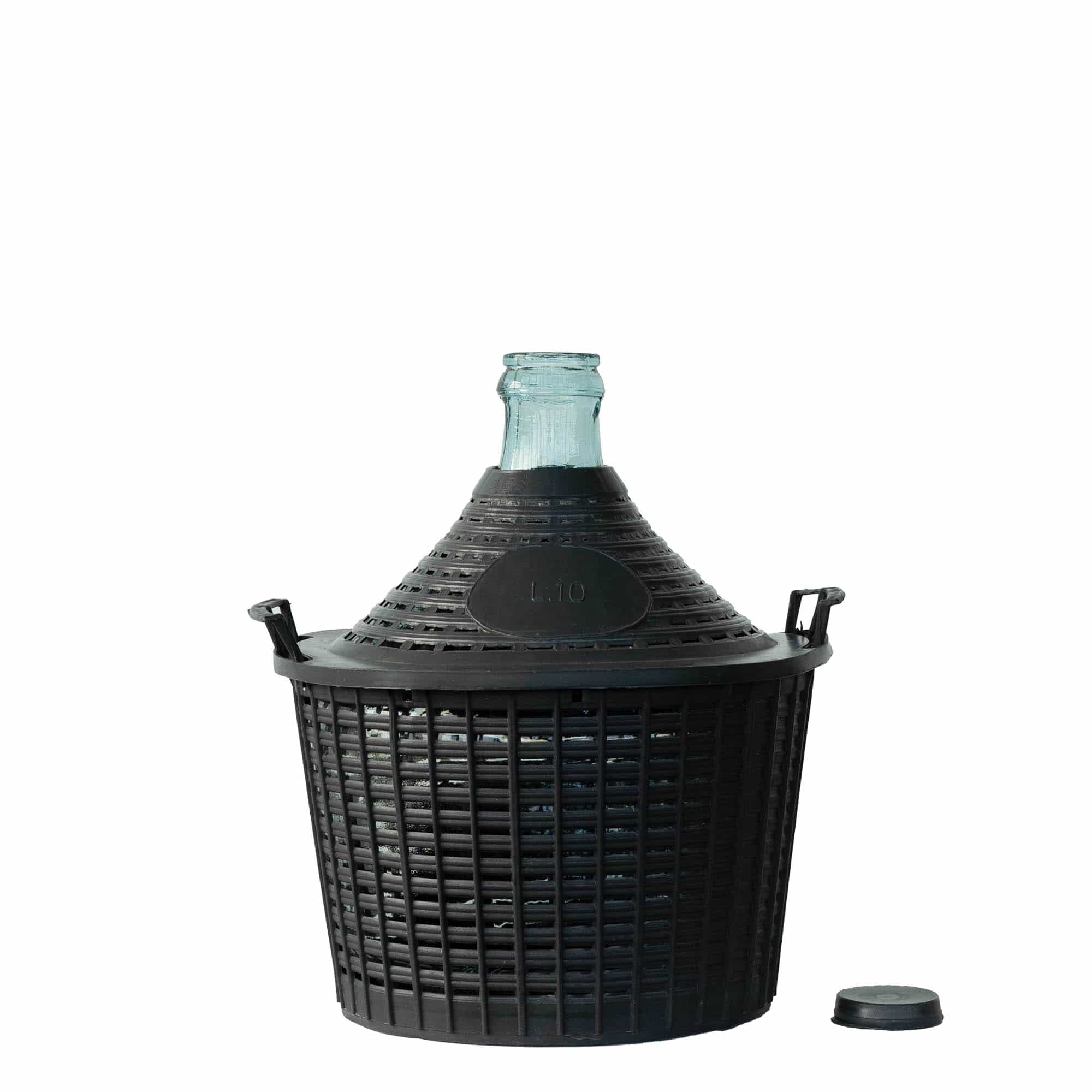 10 l ballonflaske med smal hals, glas, åbning: påsætning af låg