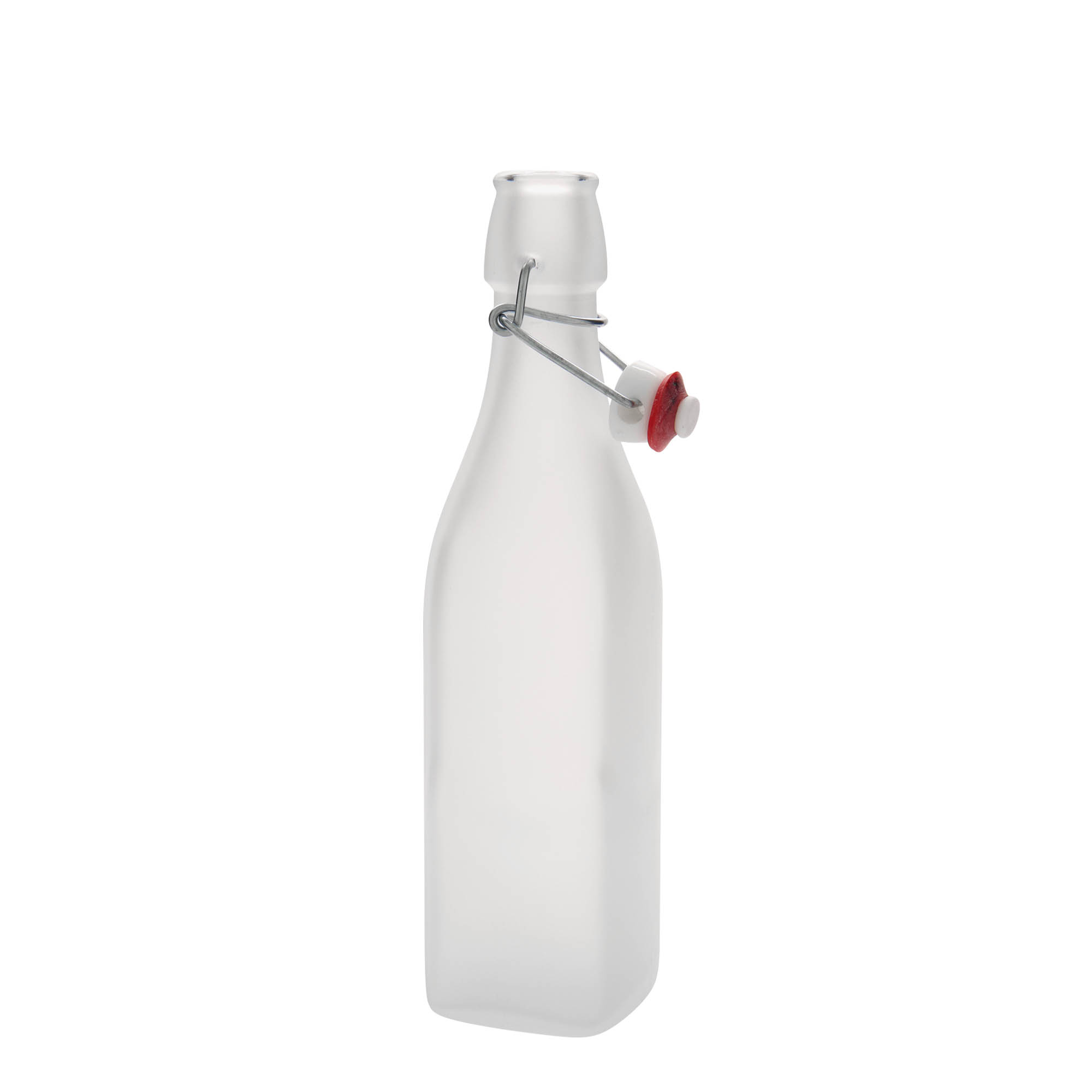 500 ml glasflaske 'Swing, firkantet, hvid, åbning: patentlukning