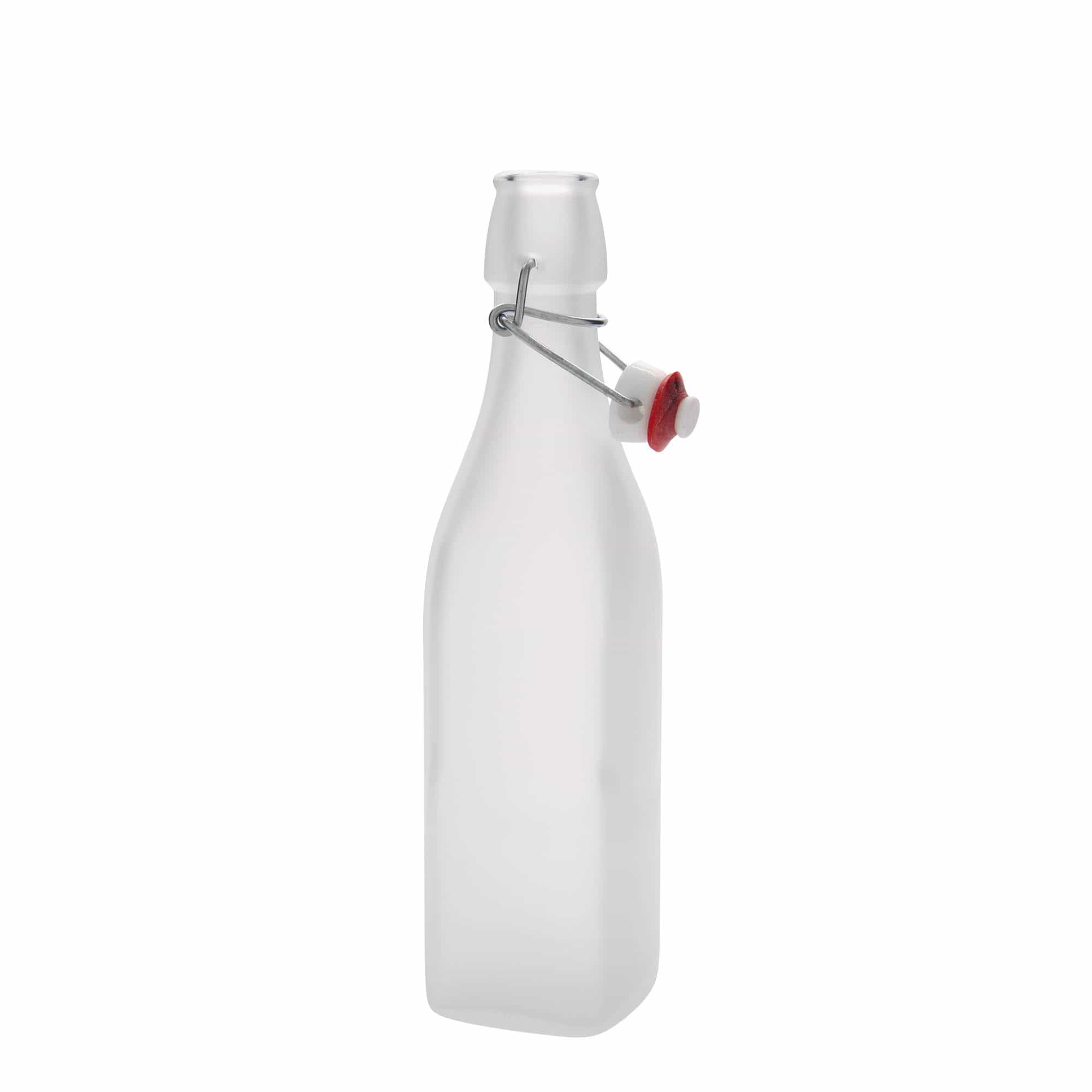 500 ml glasflaske »Swing, firkantet, hvid, åbning: patentlukning