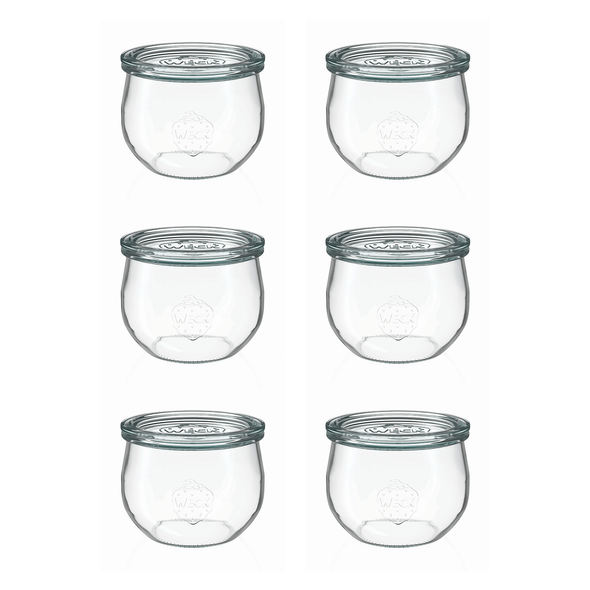 6x 580 ml WECK-tulipanglas med glaslåg RR 100