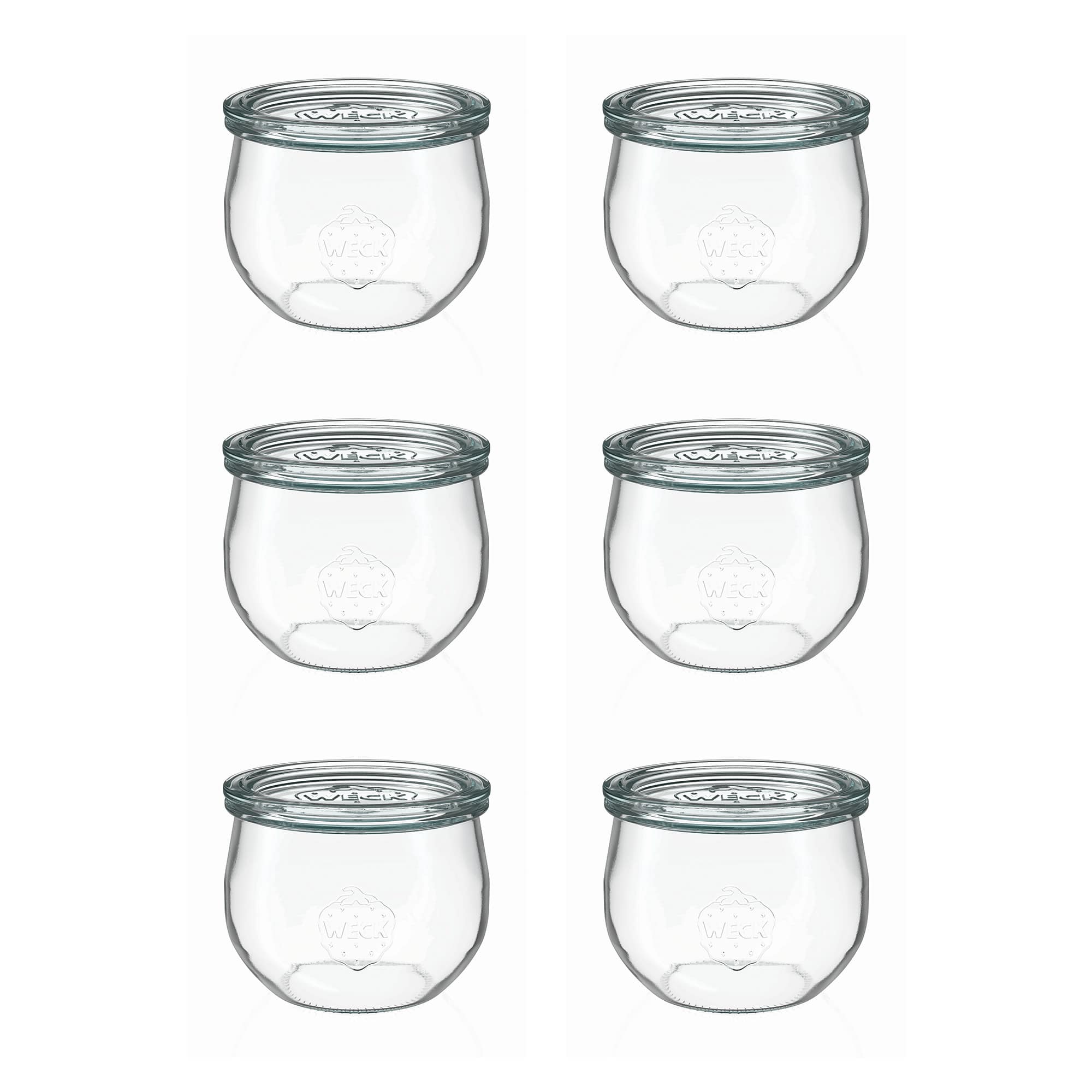 6x 580 ml WECK-tulipanglas med glaslåg RR 100