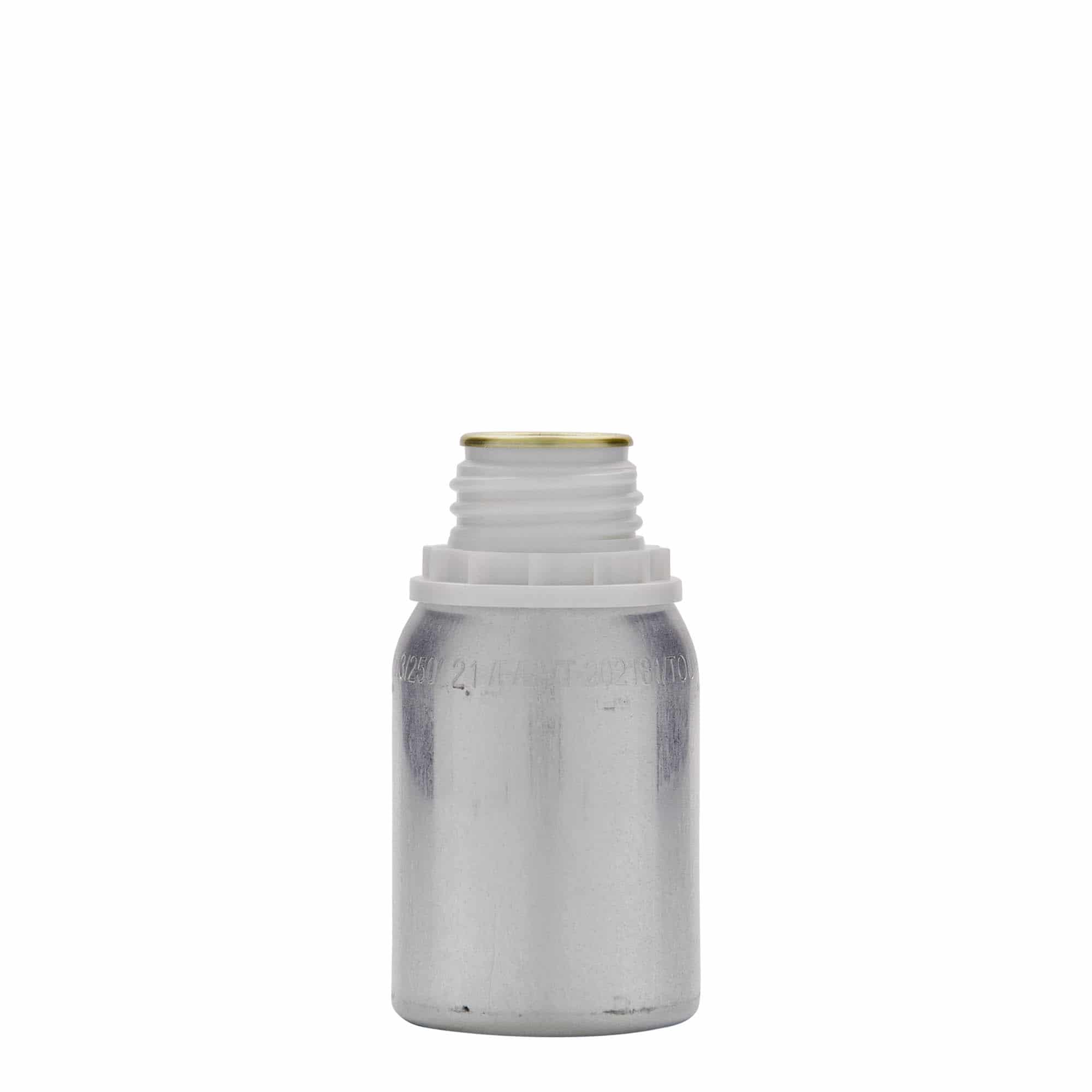 125 ml aluminiumflaske, metal, sølv, åbning: DIN 32