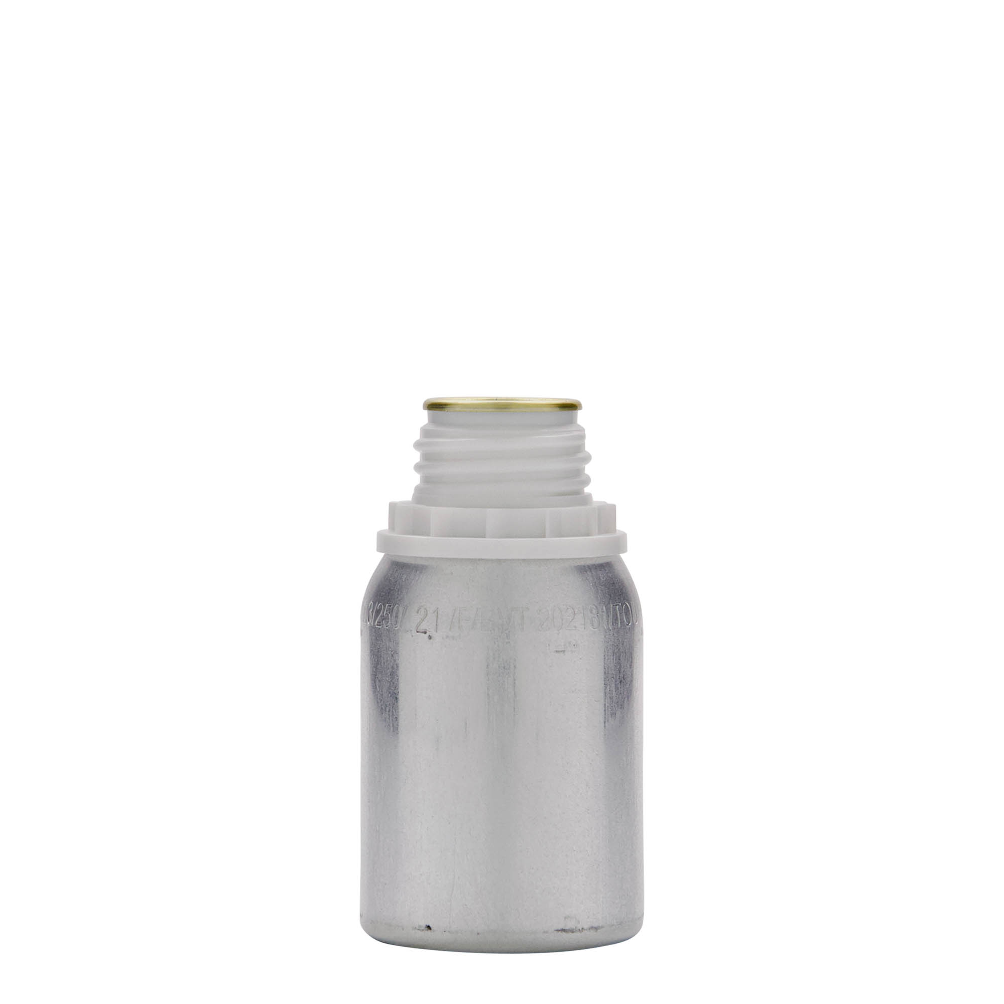 125 ml aluminiumsflaske, metal, sølv, åbning: DIN 32
