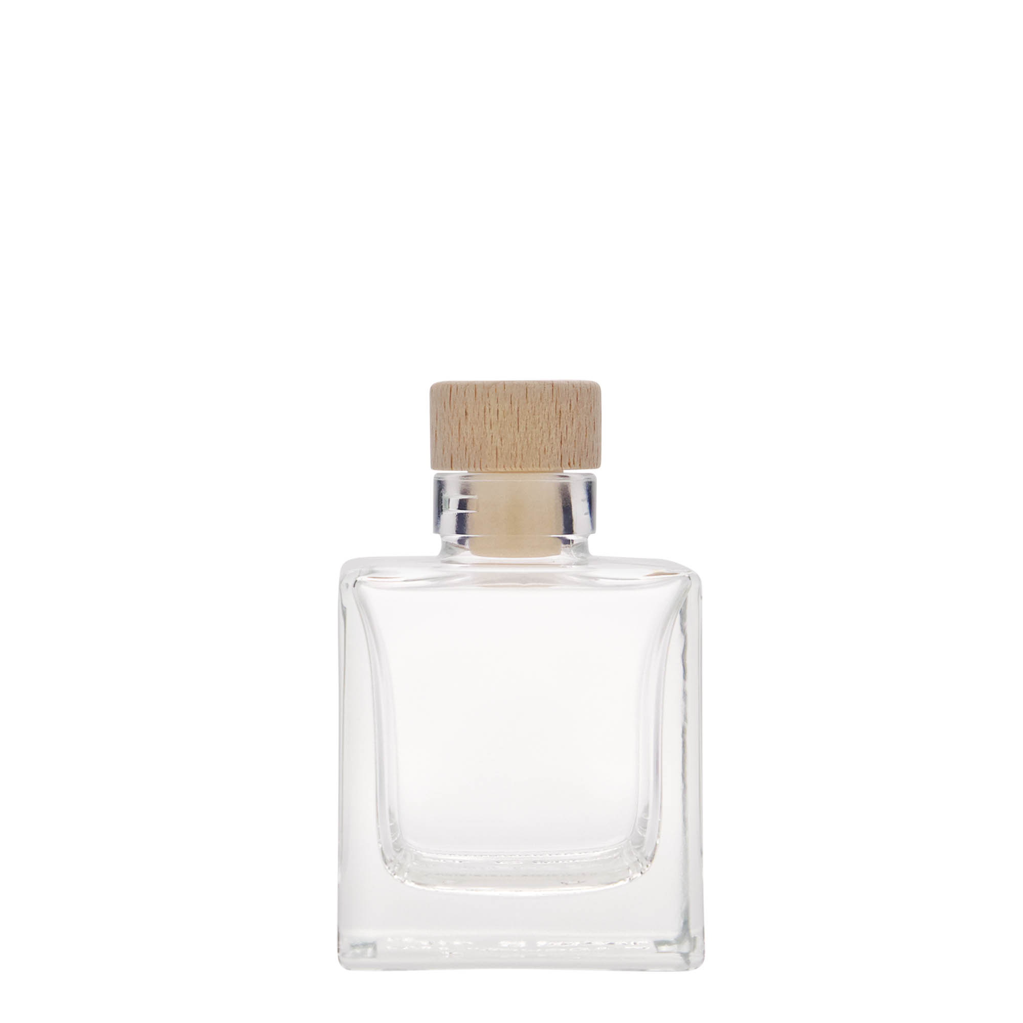 100 ml glasflaske »Cube«, firkantet, åbning: kork