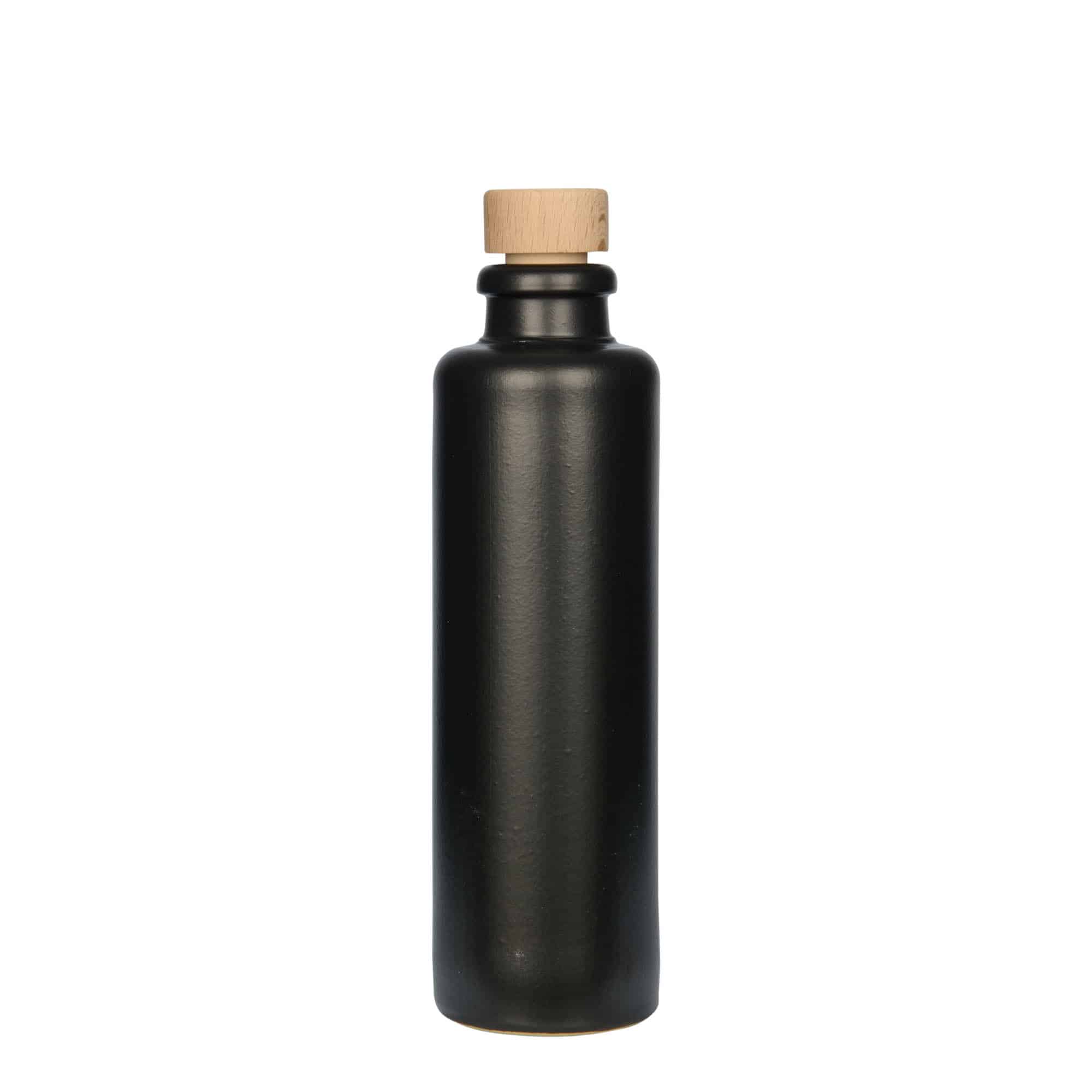 200 ml tonkrukke, stentøj, sort, munding: kork