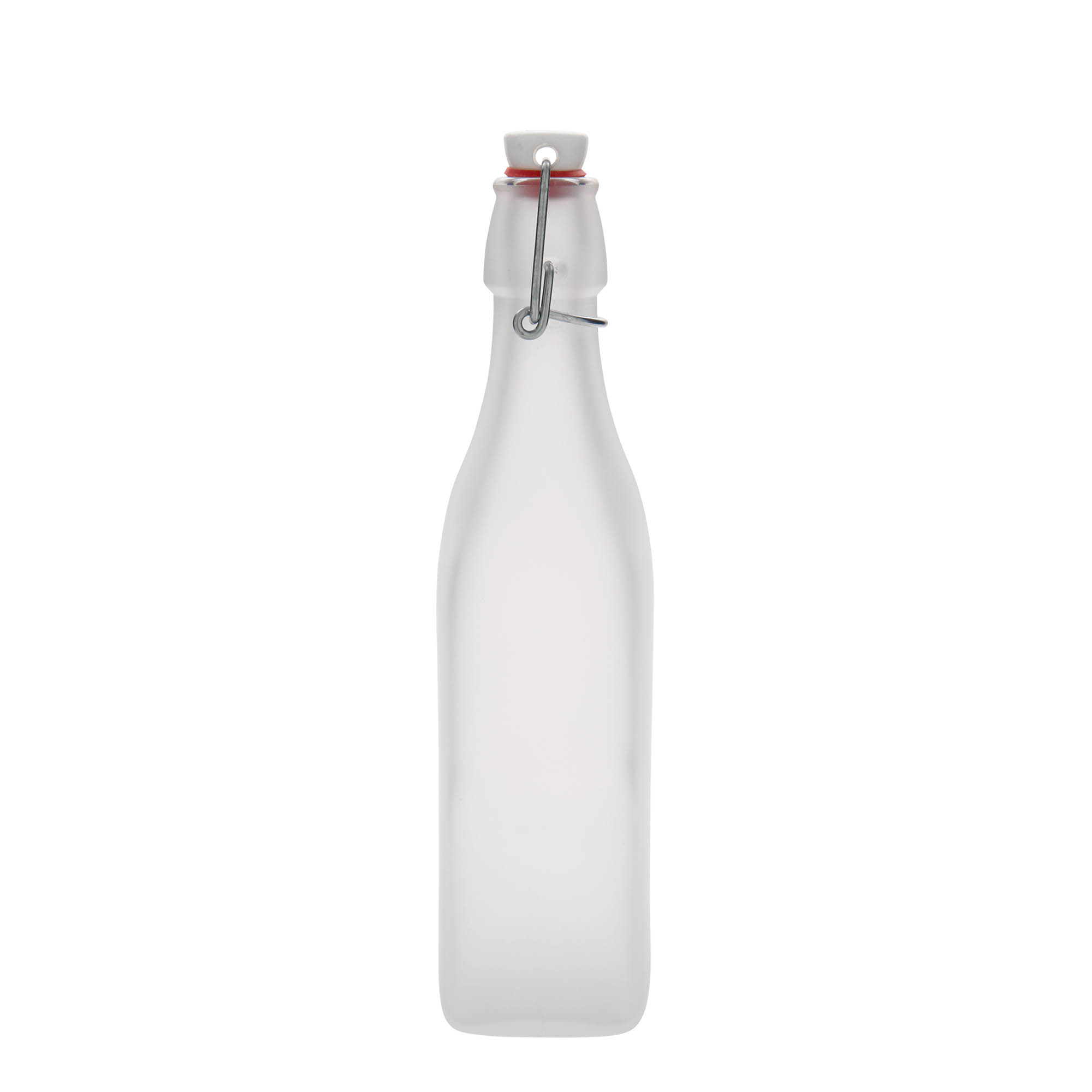 500 ml glasflaske »Swing, firkantet, hvid, åbning: patentlukning