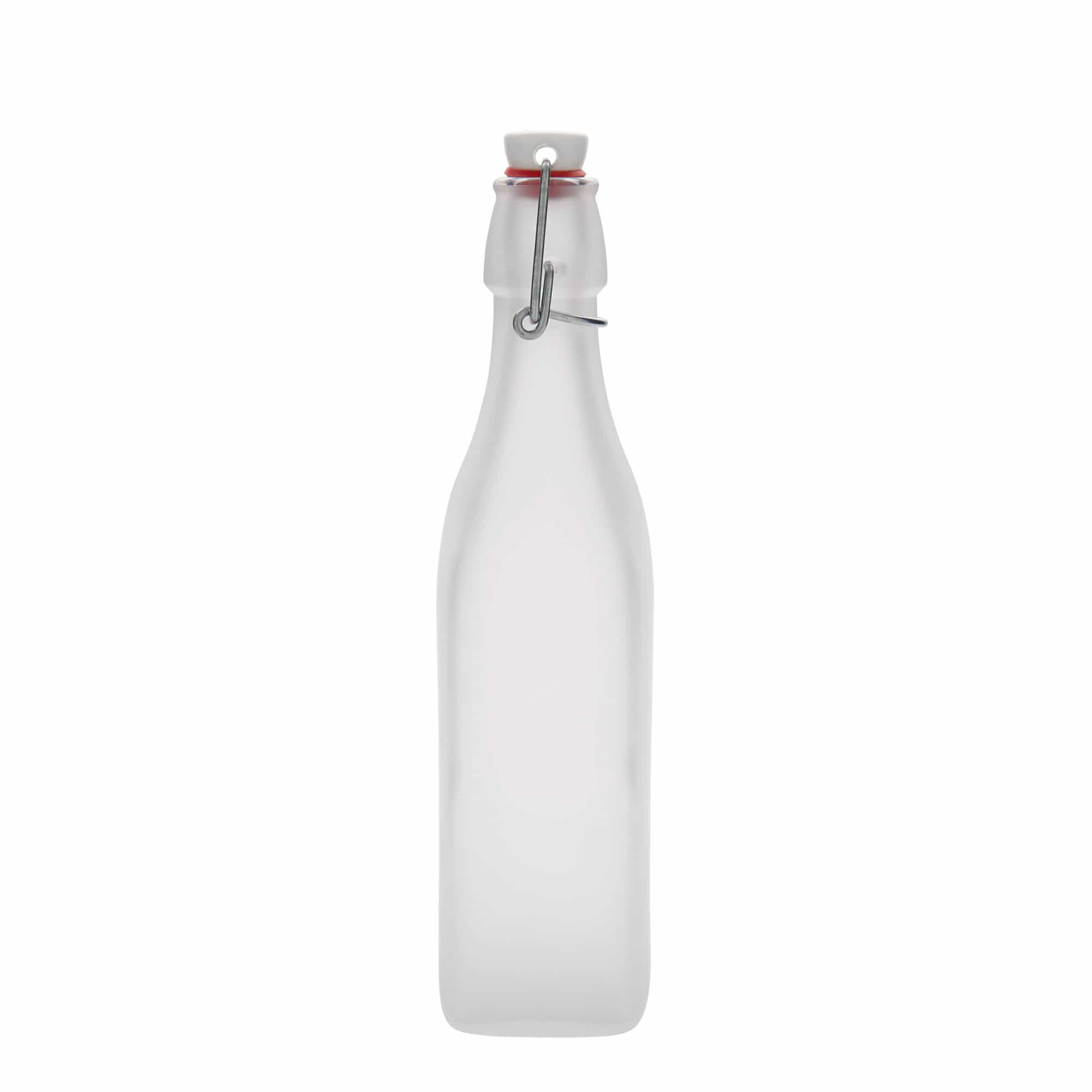 500 ml glasflaske »Swing, firkantet, hvid, åbning: patentlukning