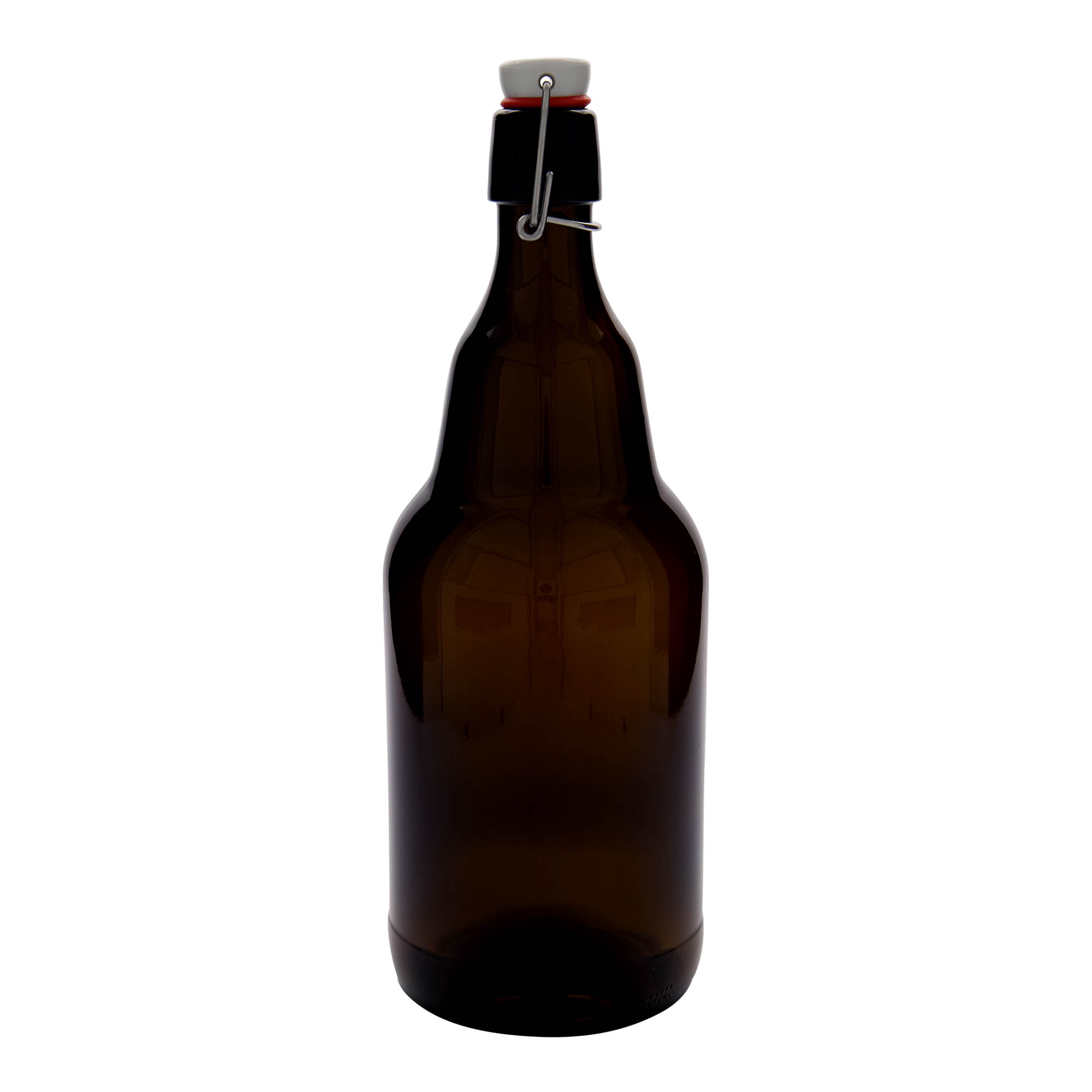 2.000 ml ølflaske, glas, brun, åbning: patentprop