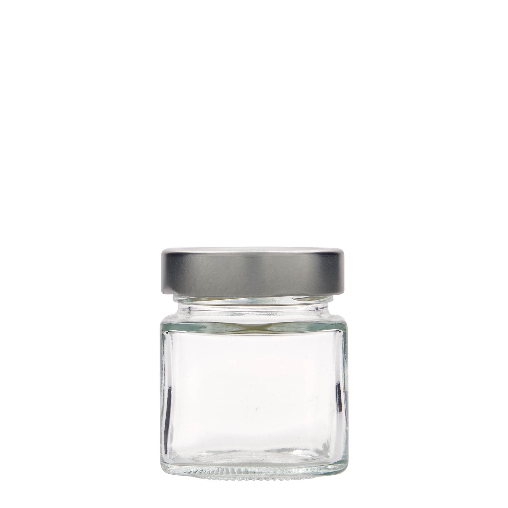 156 ml firkantet glas 'Funny', åbning: Deep-Twist-Off (DTO 58)