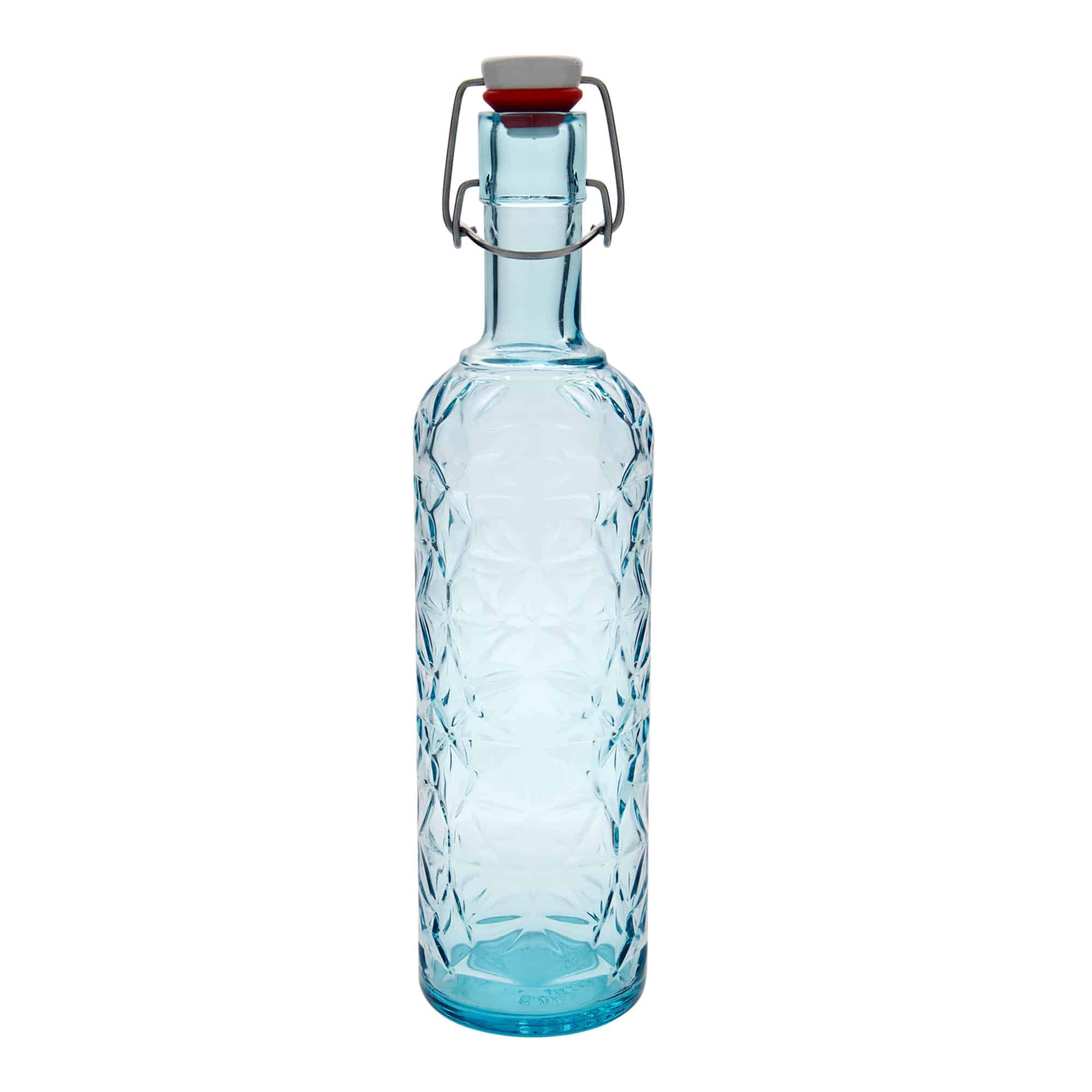 1.000 ml glasflaske 'Oriente', azurblå, åbning: Patentlåg