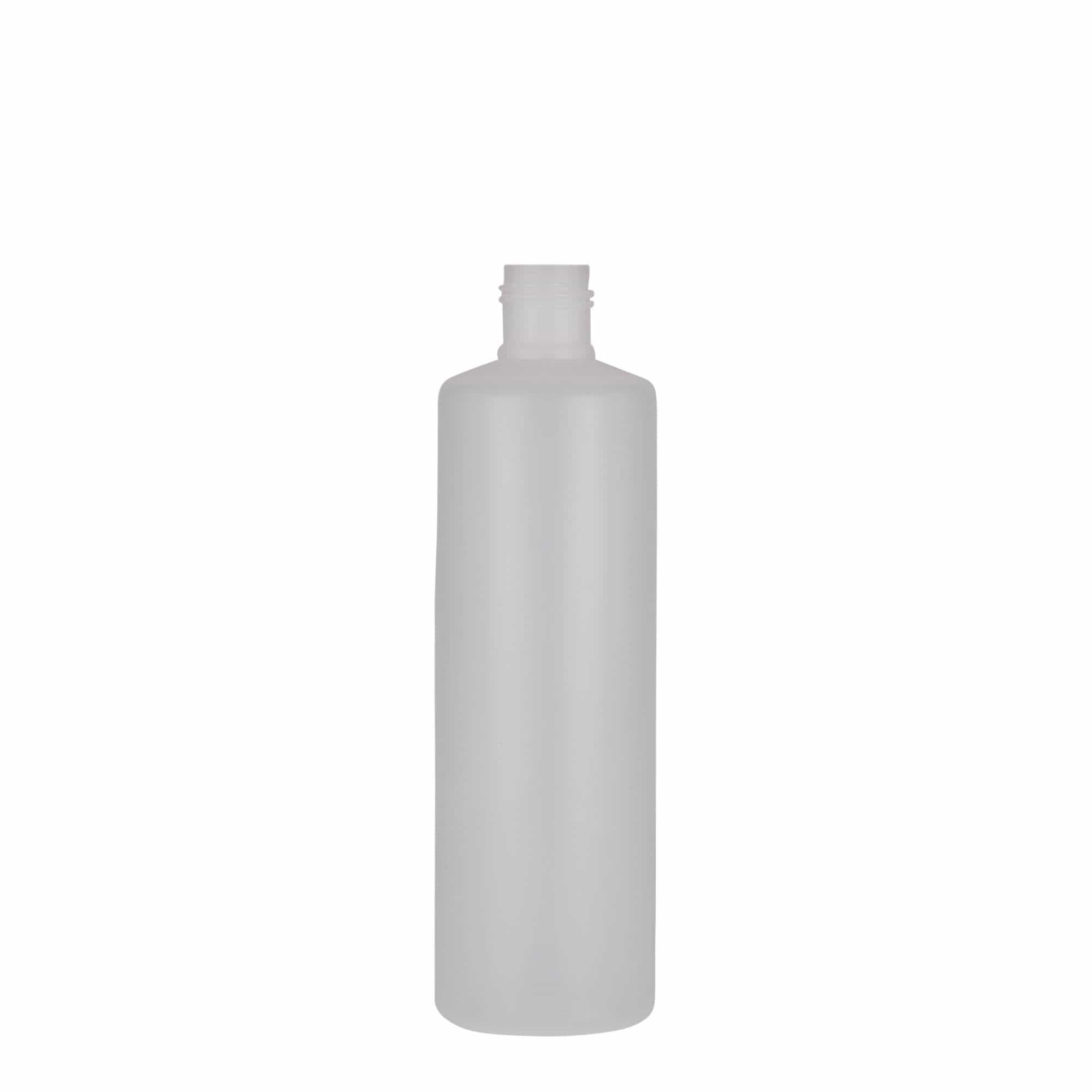 250 ml rund flaske, PE-plast, natur, åbning: skruelåg