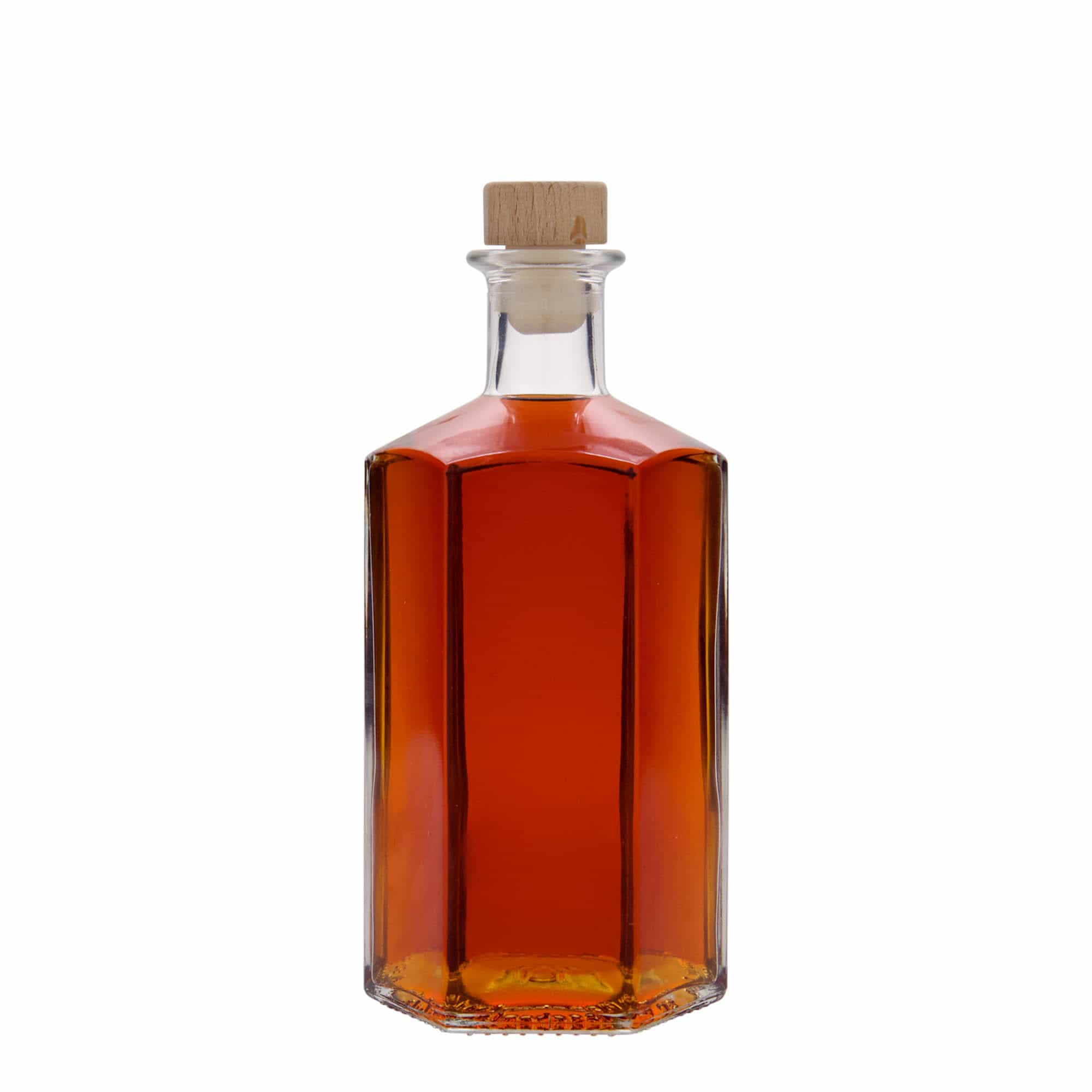 500 ml glasflaske apoteker 'Jimmy', sekskantet, åbning: kork