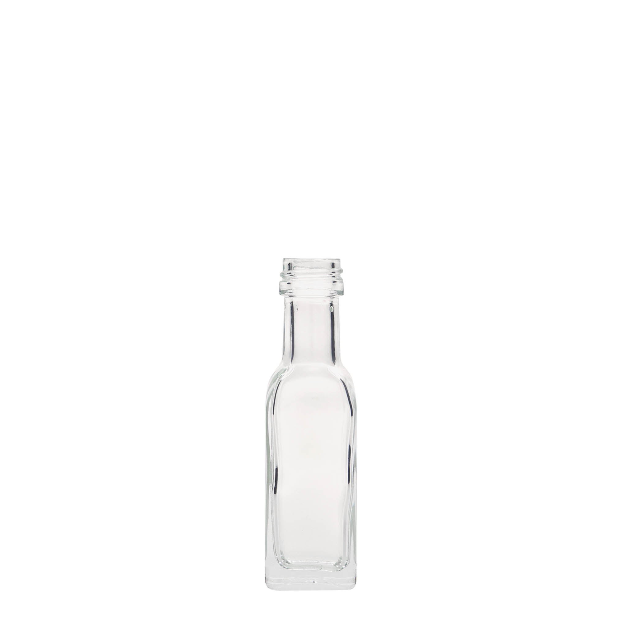 20 ml glasflaske »Marasca«, kvadratisk, åbning: PP 18