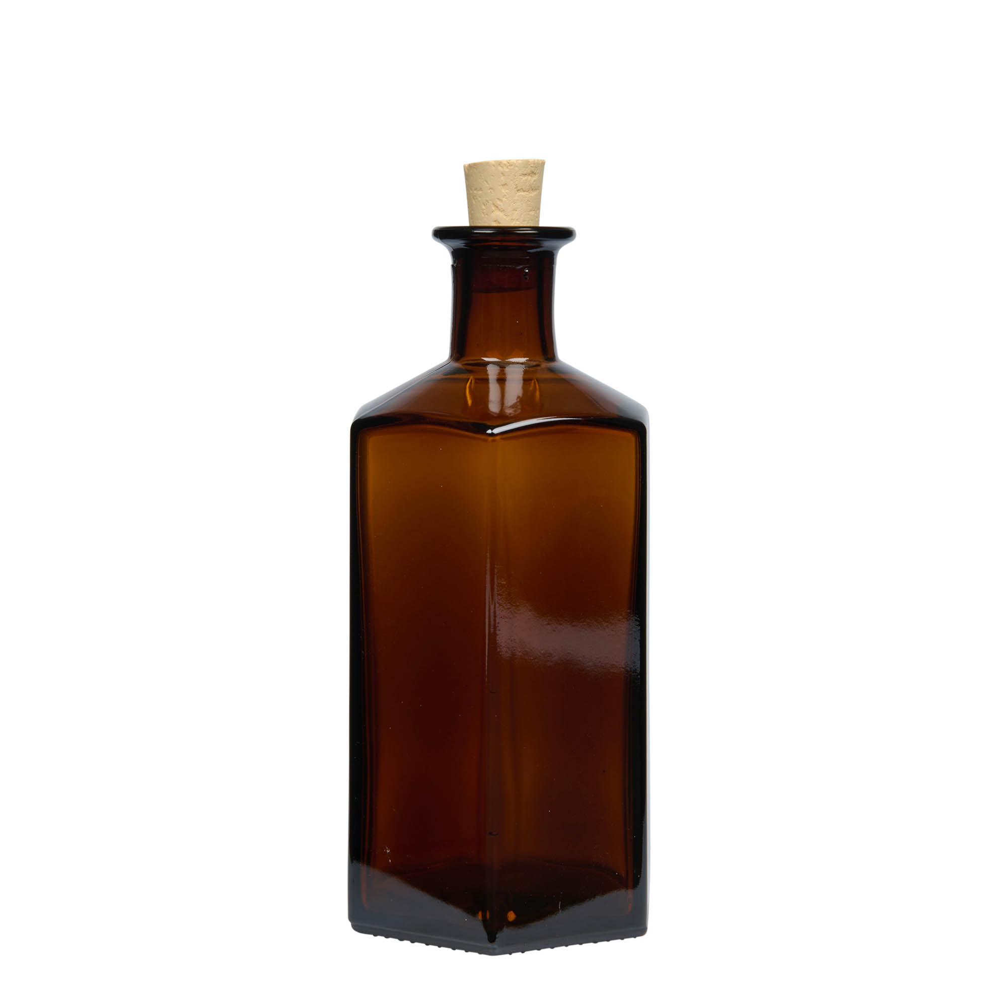 500 ml glasflaske apoteker 'Jimmy', sekskantet, brun, åbning: prop