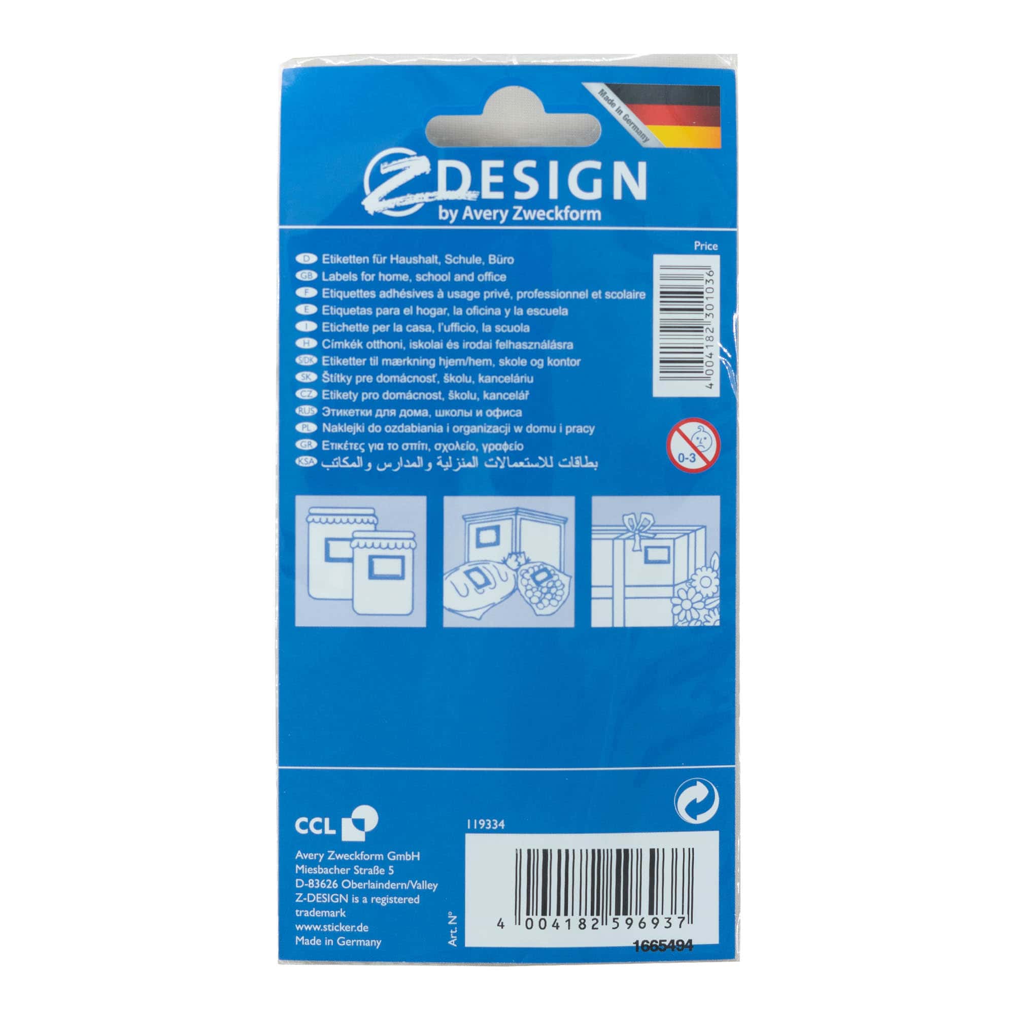 Zweckform etiketter 'Frugt-ramme', rektangulær, papir, flerfarvet