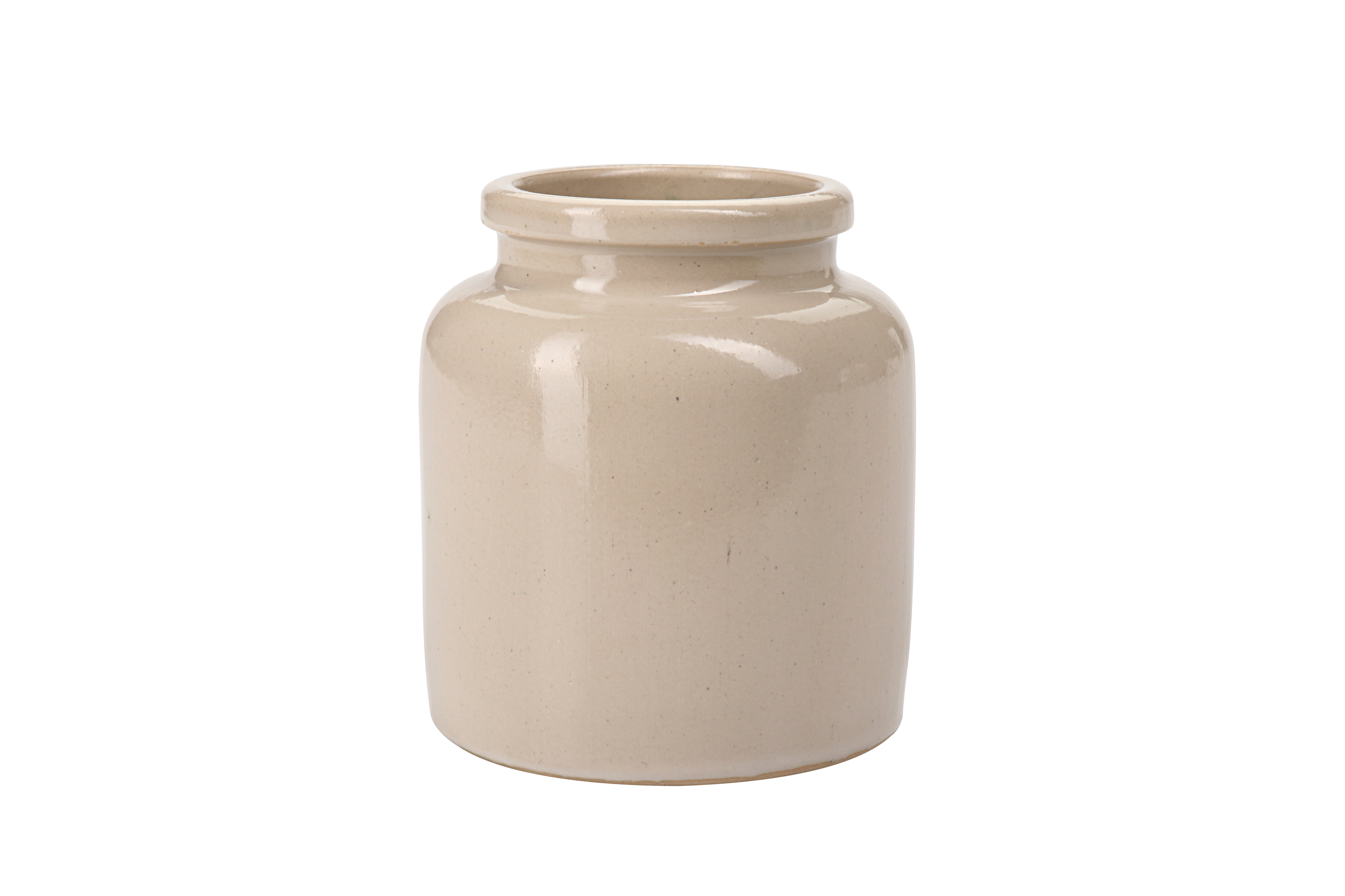 270 ml stentøjskrukke, keramik, beige, åbning: pålægslåg