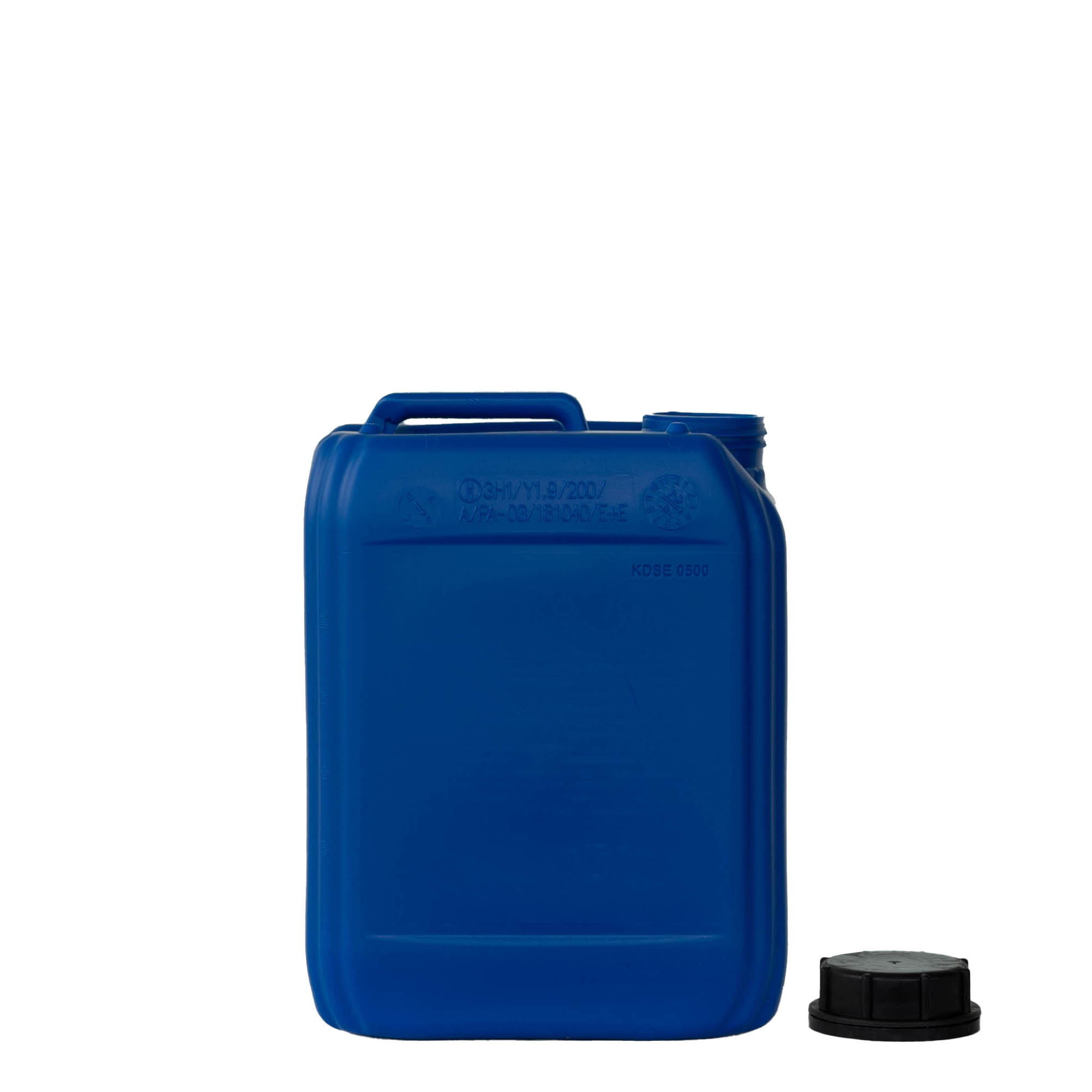 5 l dunk, rektangulær, HDPE-plast, blå, åbning: ND 55 5 l dunk, rektangulær, HDPE-plast, blå, åbning: ND 55
