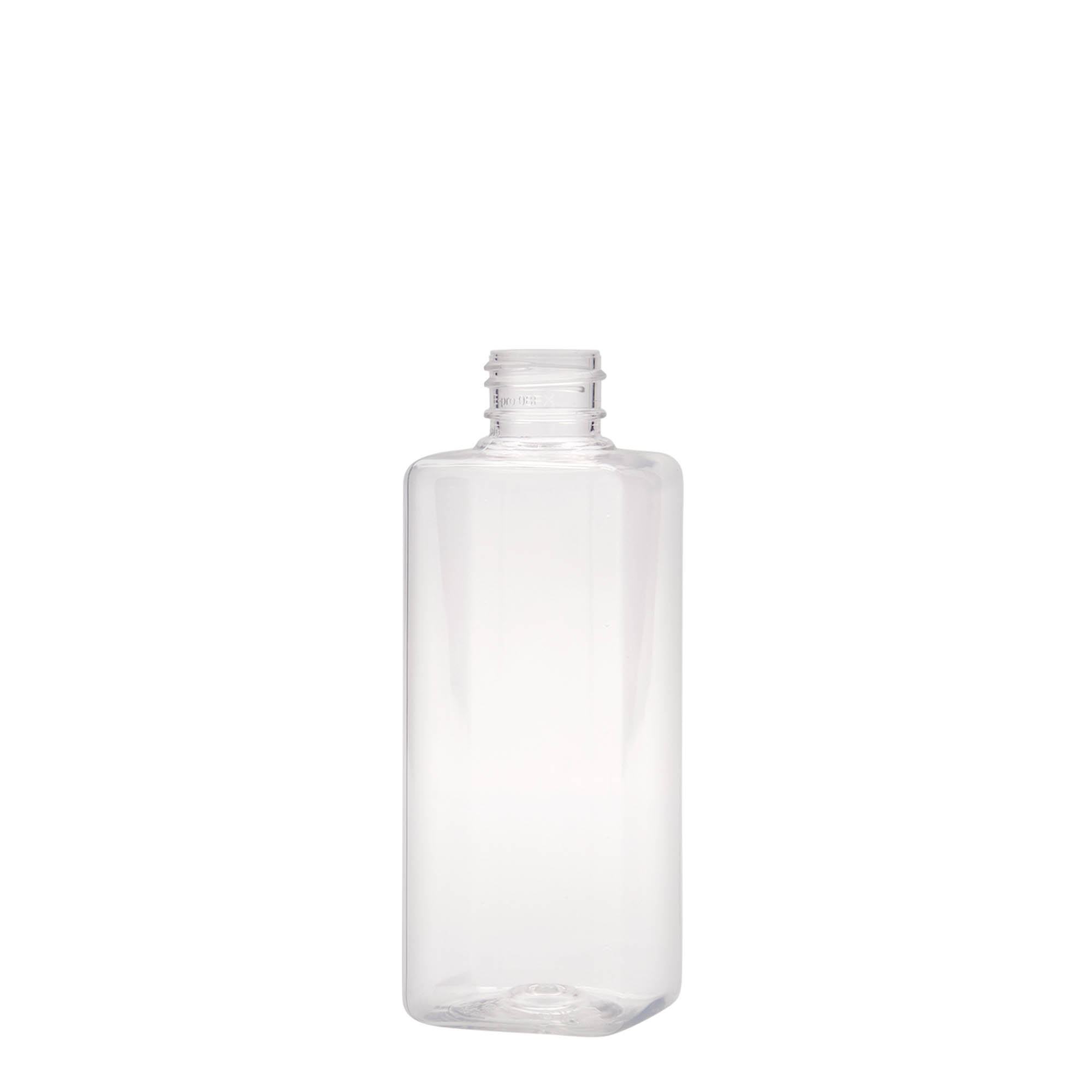 200 ml PET-flaske 'Karl', kvadratisk, plastik, munding: 24/410