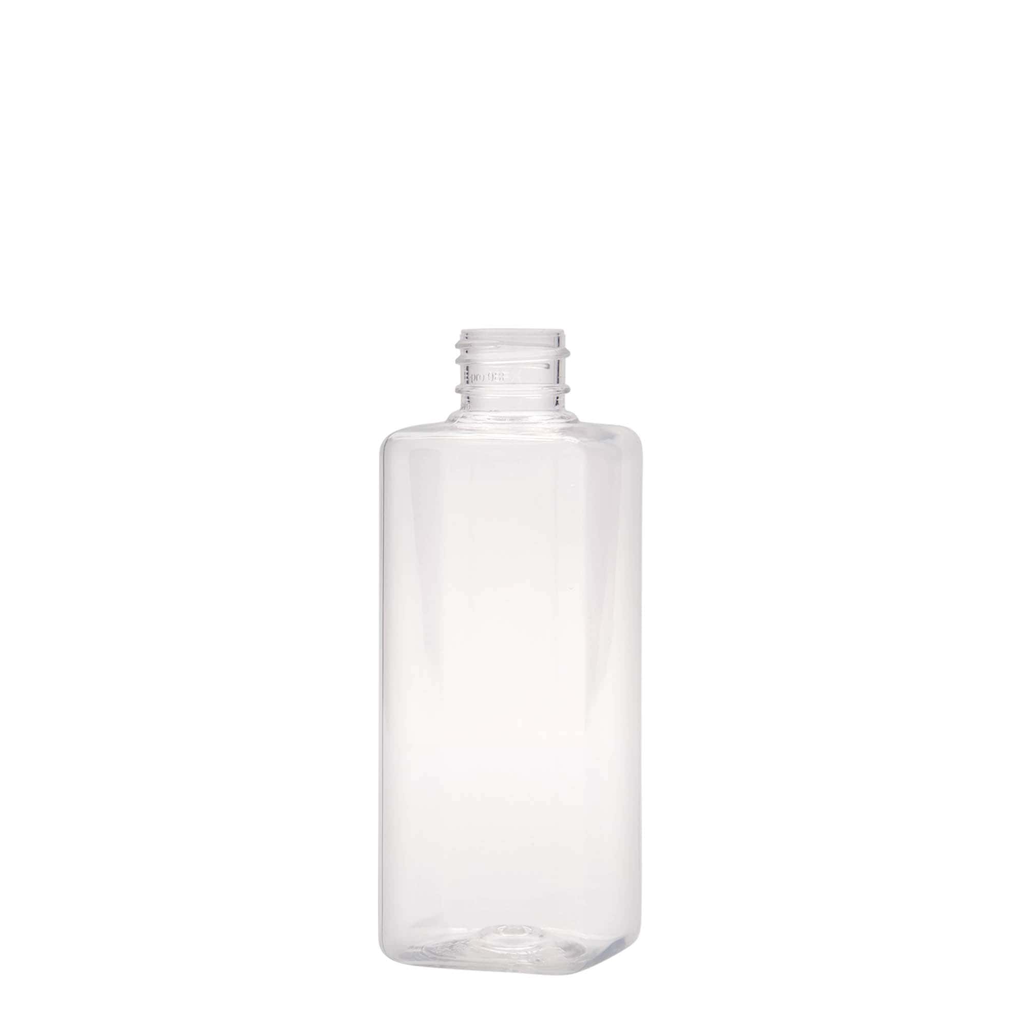 200 ml PET-flaske 'Karl', kvadratisk, plastik, munding: 24/410
