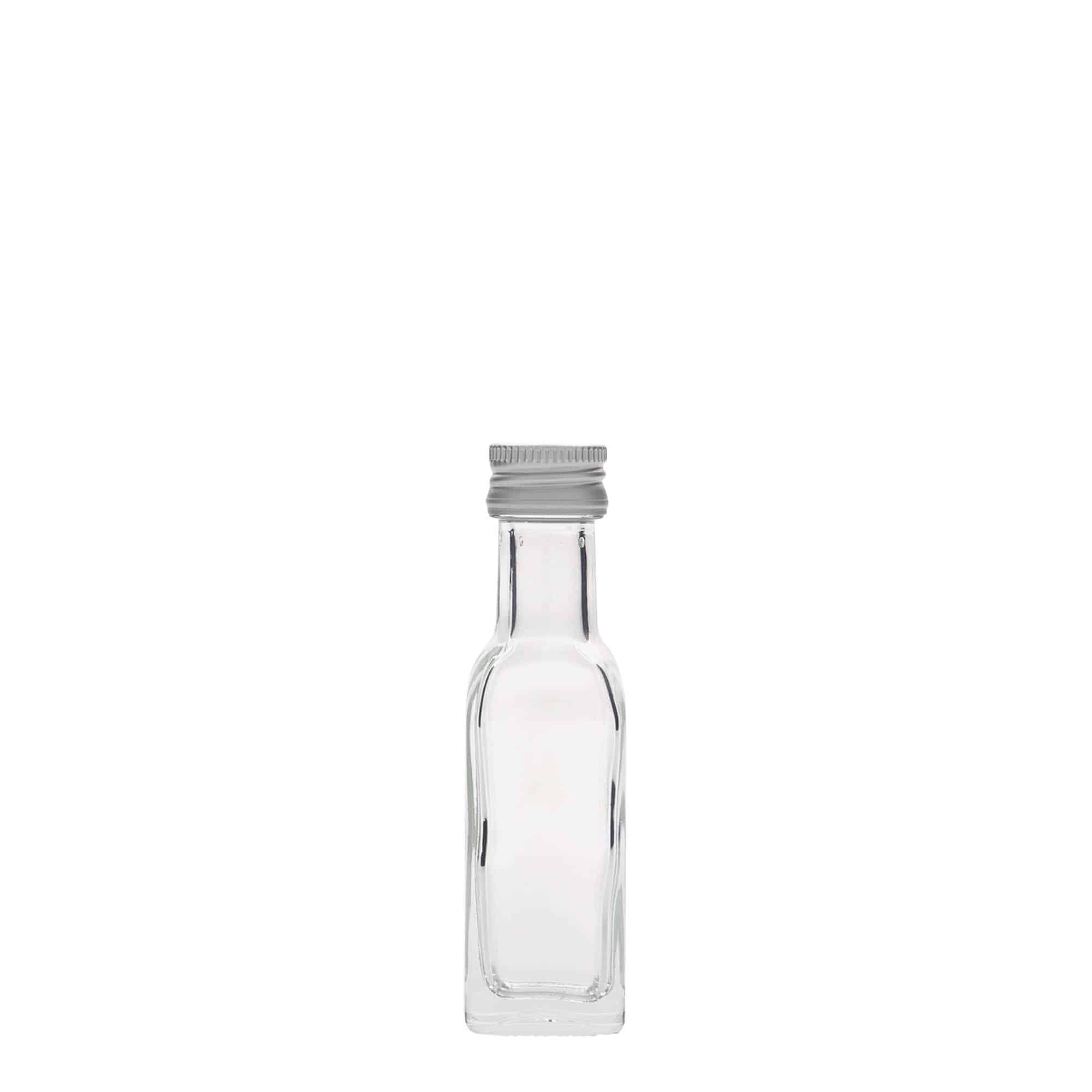 20 ml glasflaske 'Marasca', kvadratisk, åbning: PP 18