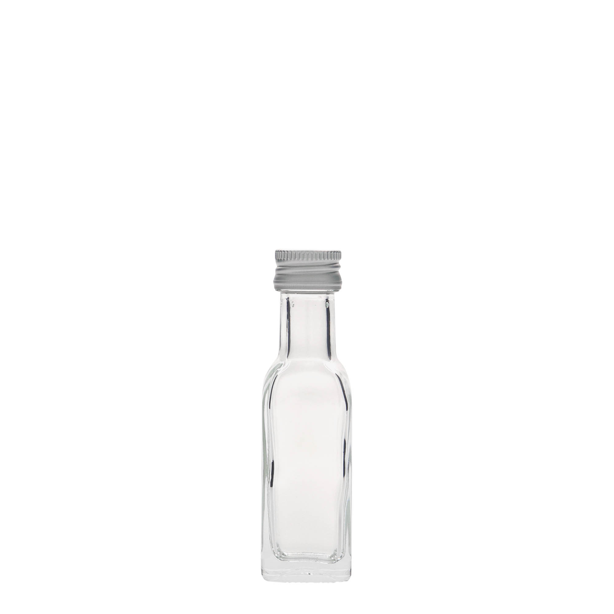 20 ml glasflaske 'Marasca', kvadratisk, åbning: PP 18 20 ml glasflaske 'Marasca', kvadratisk, åbning: PP 18