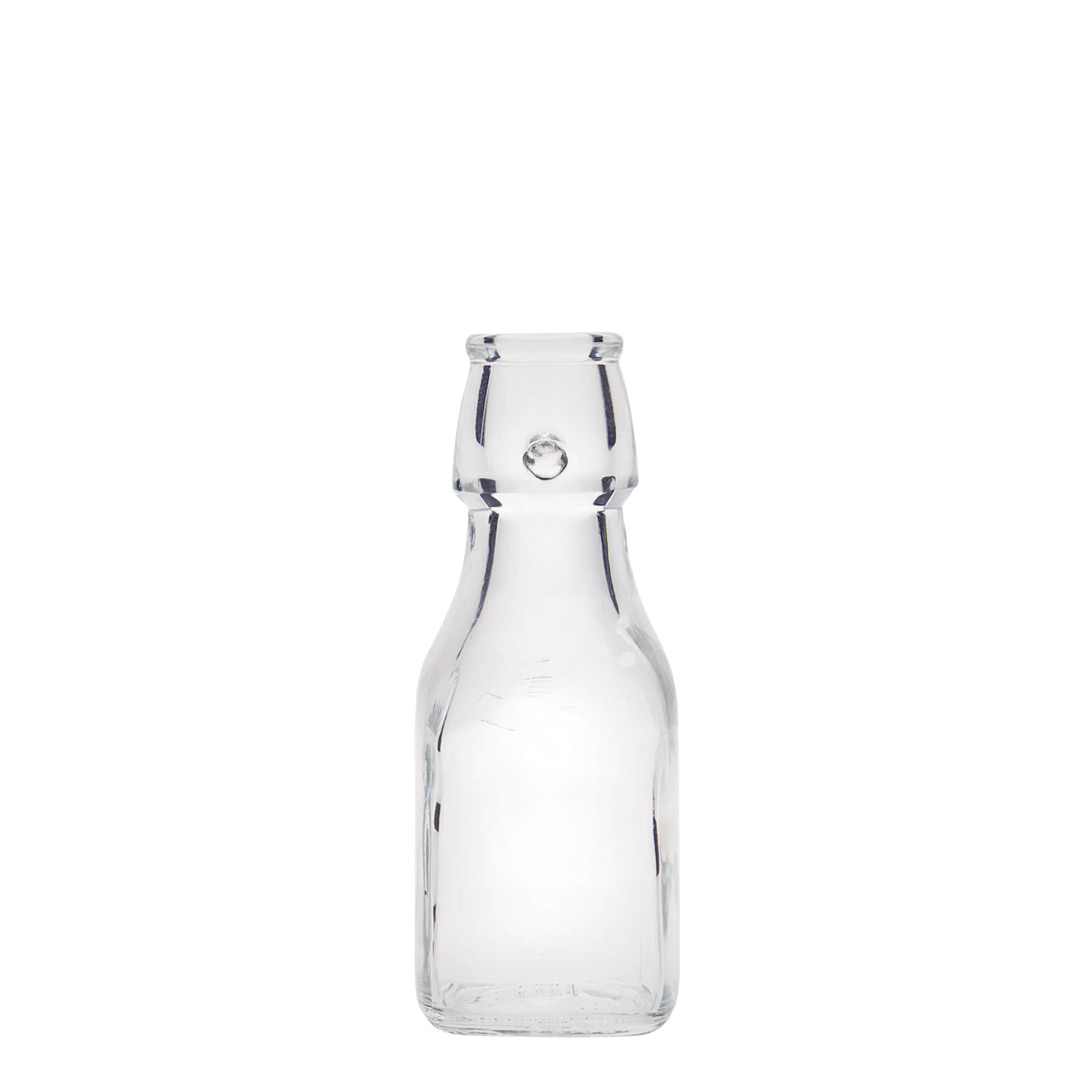 125 ml glasflaske 'Swing', kvadratisk, åbning: hængsel-lukning 125 ml glasflaske 'Swing', kvadratisk, åbning: hængsel-lukning