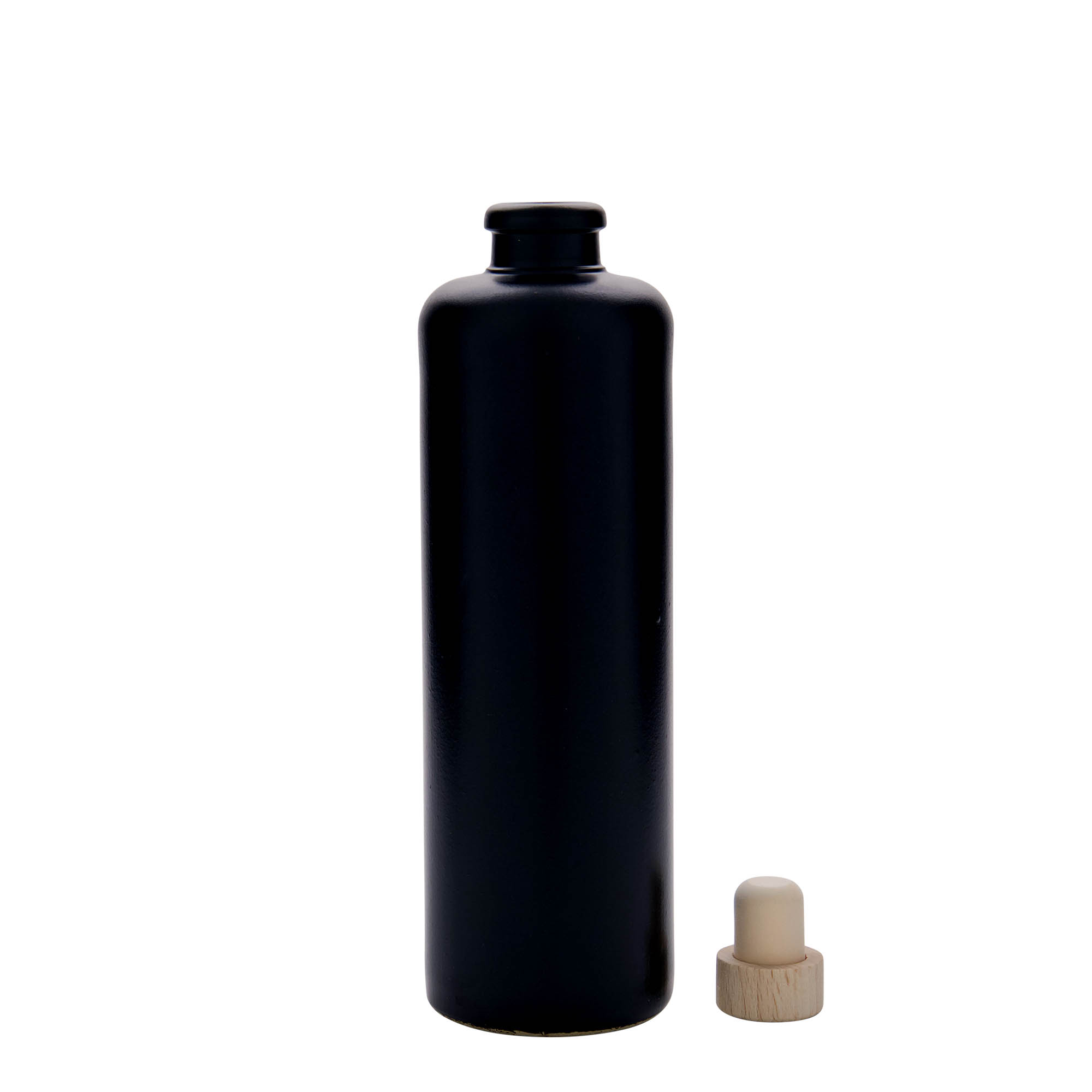500 ml tonkrukke, stentøj, sort, åbning: kork 500 ml tonkrukke, stentøj, sort, åbning: kork