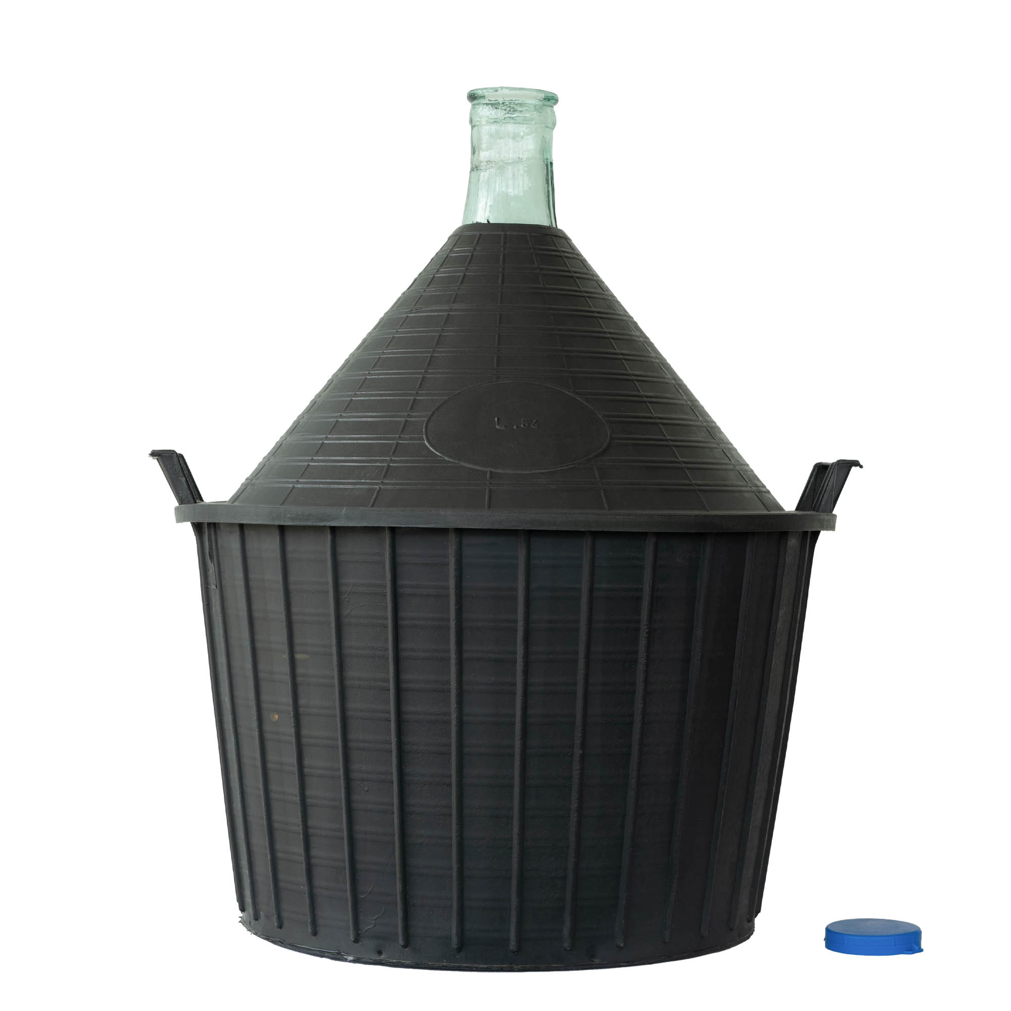 54 l ballonflaske med smal hals, glas, åbning: påklappeligt låg 54 l ballonflaske med smal hals, glas, åbning: påklappeligt låg