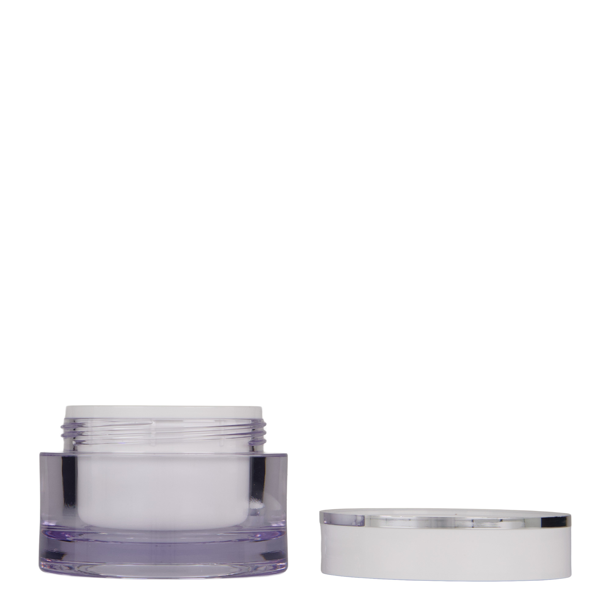 50 ml krukke, SAN-plast, hvid, åbning: skruelåg 50 ml krukke, SAN-plast, hvid, åbning: skruelåg