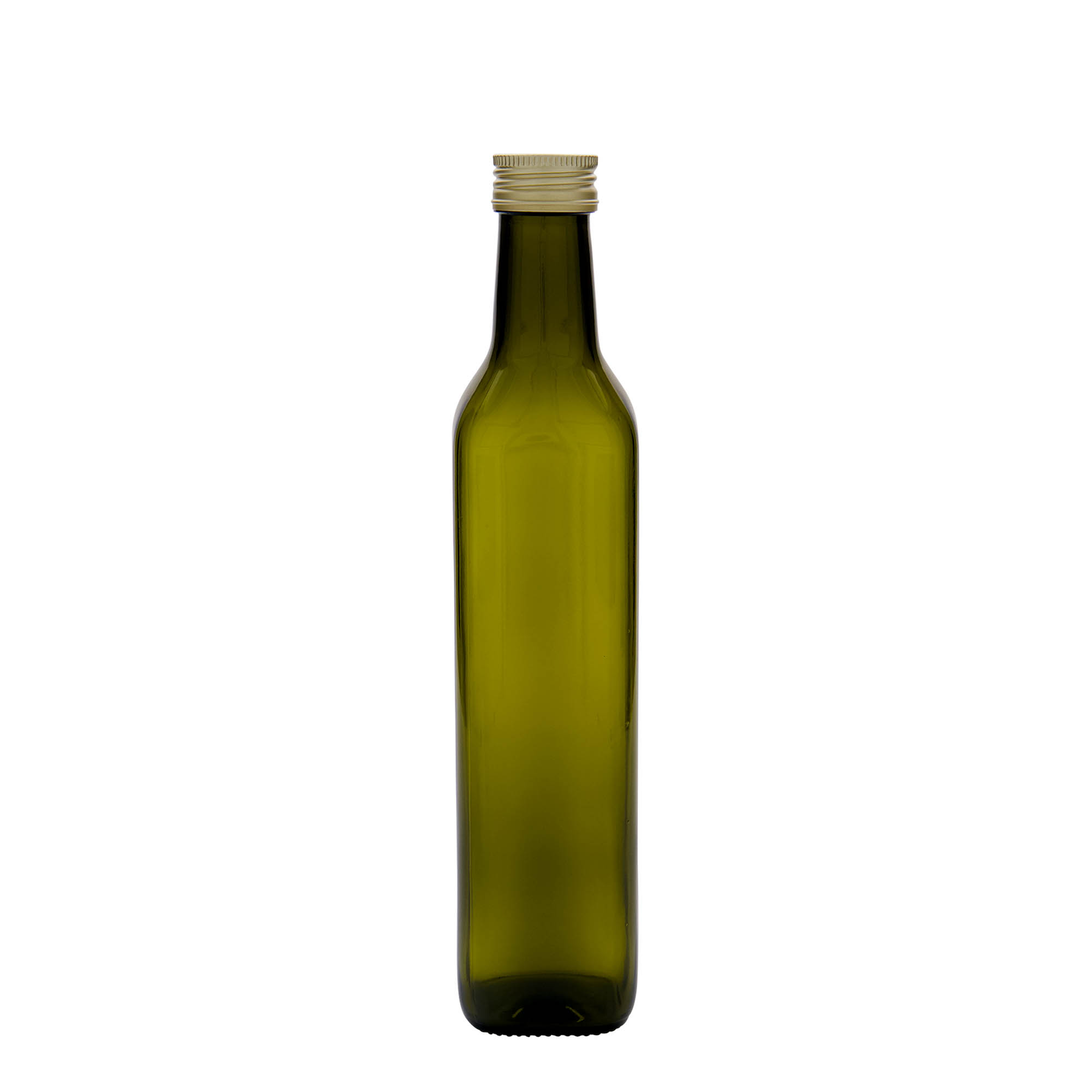 500 ml glasflaske 'Marasca', firkantet, antikgrøn, åbning: PP 31,5