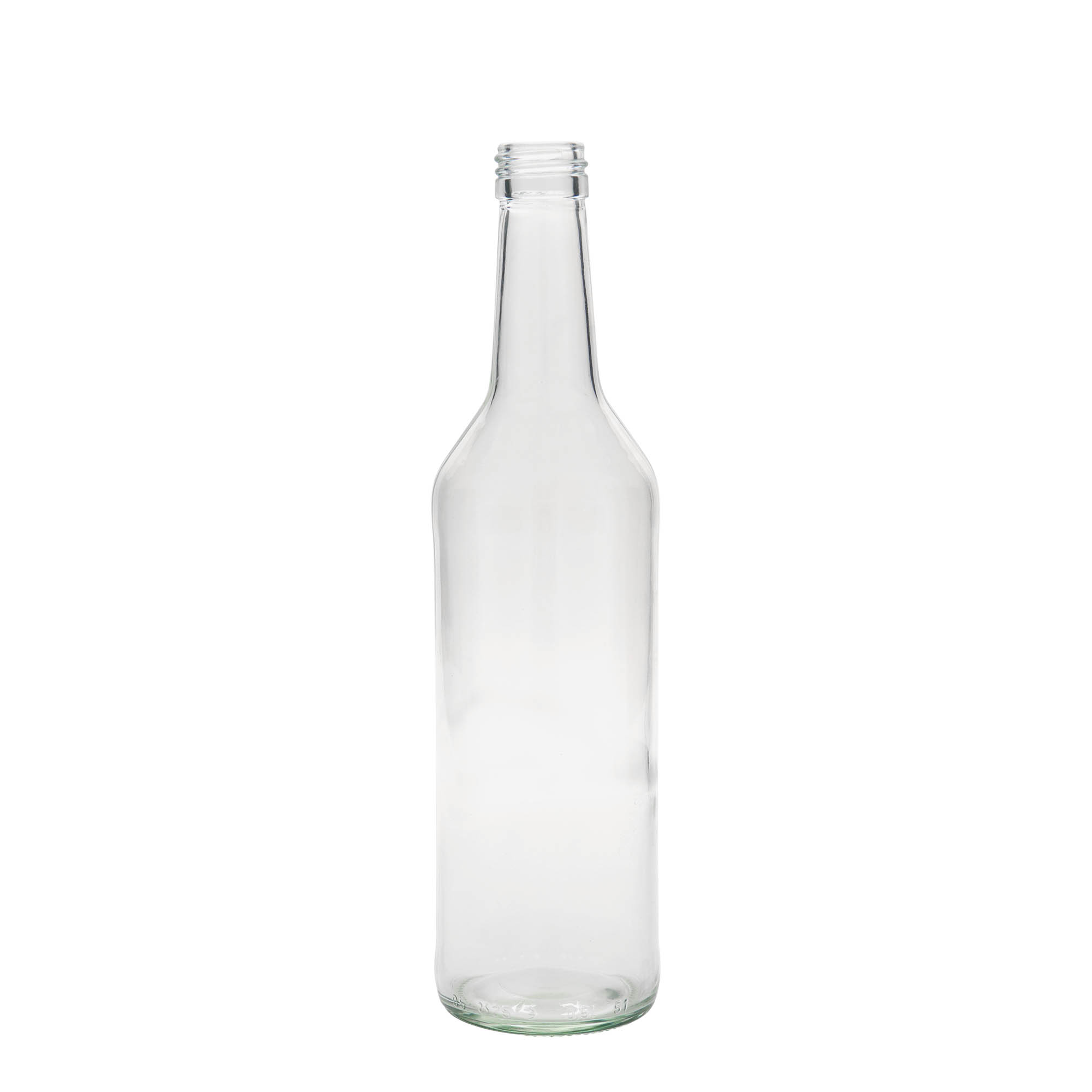 500 ml glasflaske med lige hals, åbning: PP 28 500 ml glasflaske med lige hals, åbning: PP 28