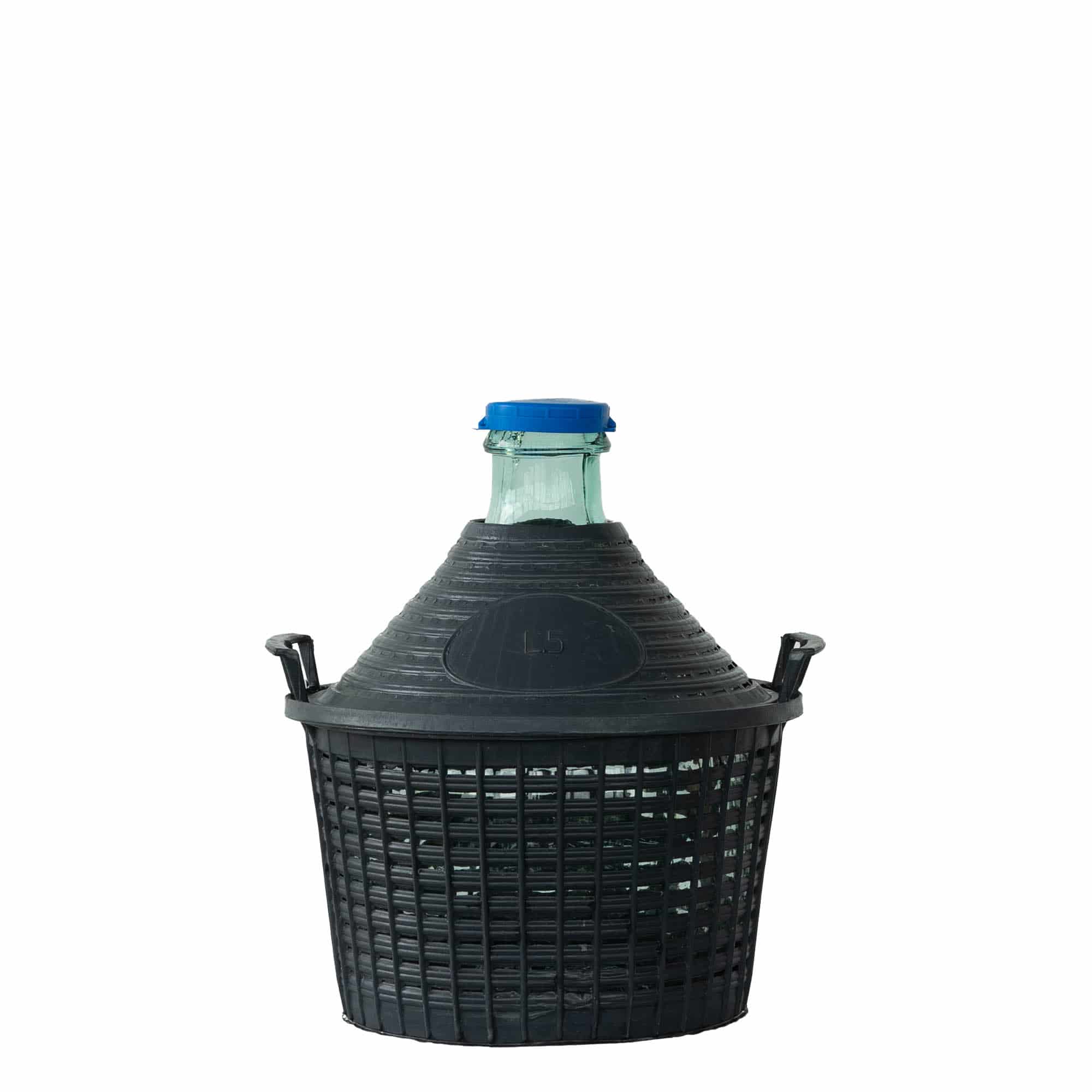5 l ballonflaske med smal hals, glas, åbning: påsætning af låg
