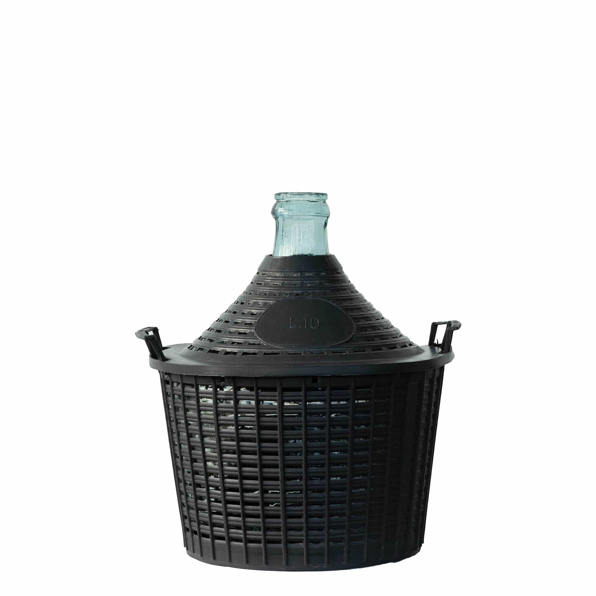 10 l ballonflaske med smal hals, glas, åbning: påsætning af låg