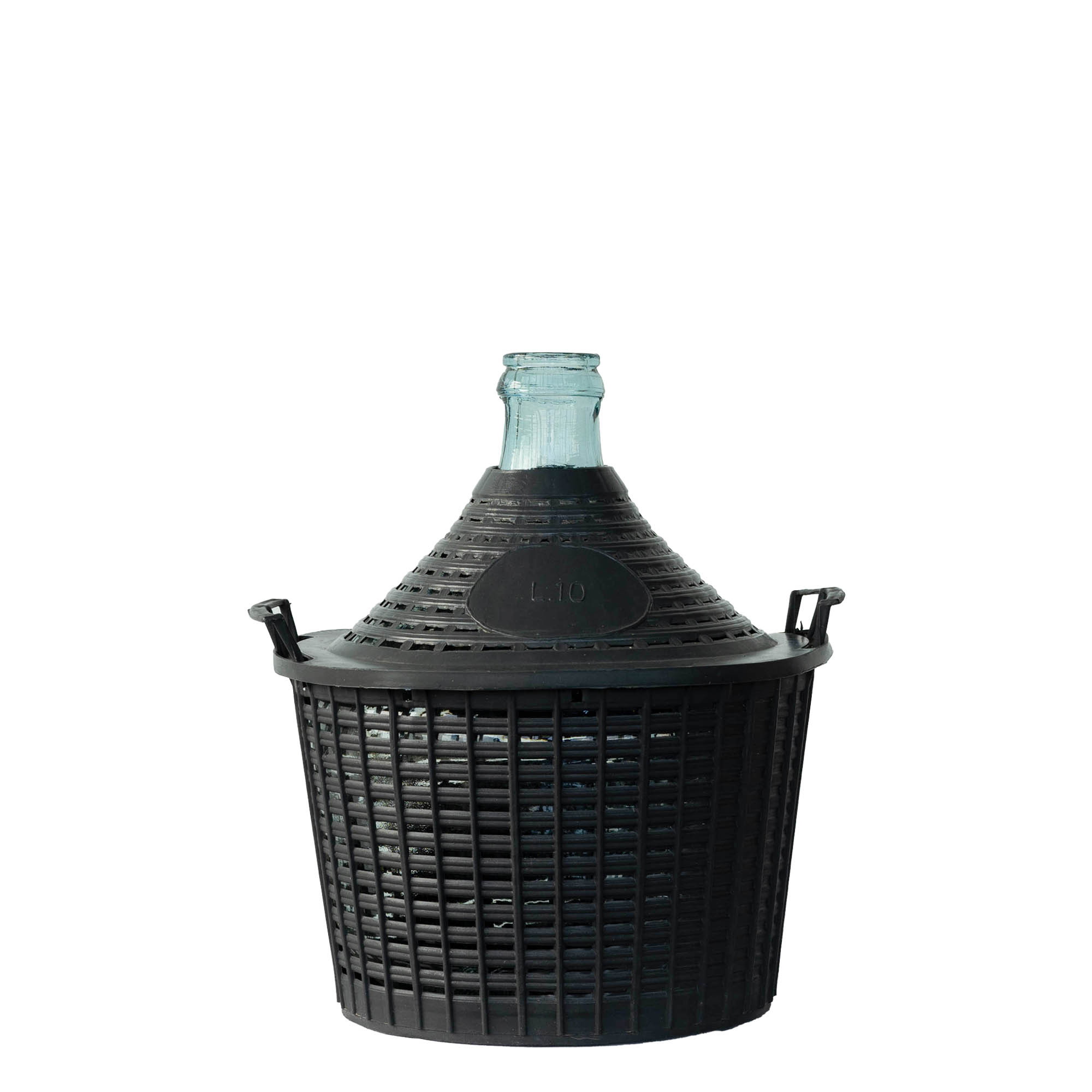 10 l ballonflaske med smal hals, glas, åbning: påsætning af låg 10 l ballonflaske med smal hals, glas, åbning: påsætning af låg