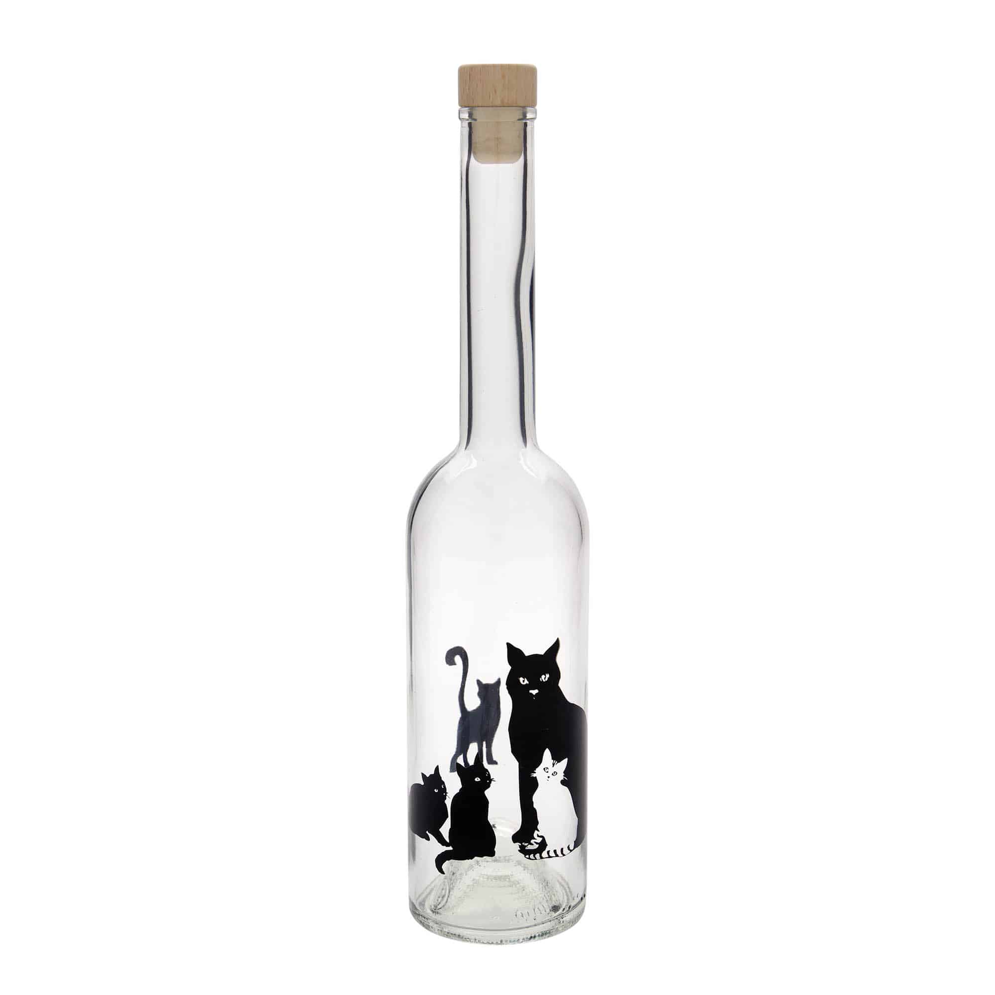 500 ml glasflaske 'Opera', motiv: Katte, åbning: Kork