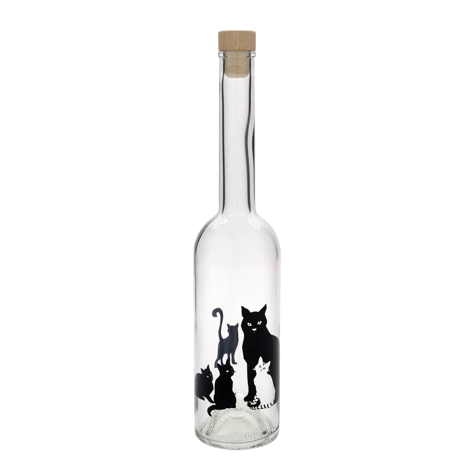 500 ml glasflaske 'Opera', motiv: katte, åbning: kork