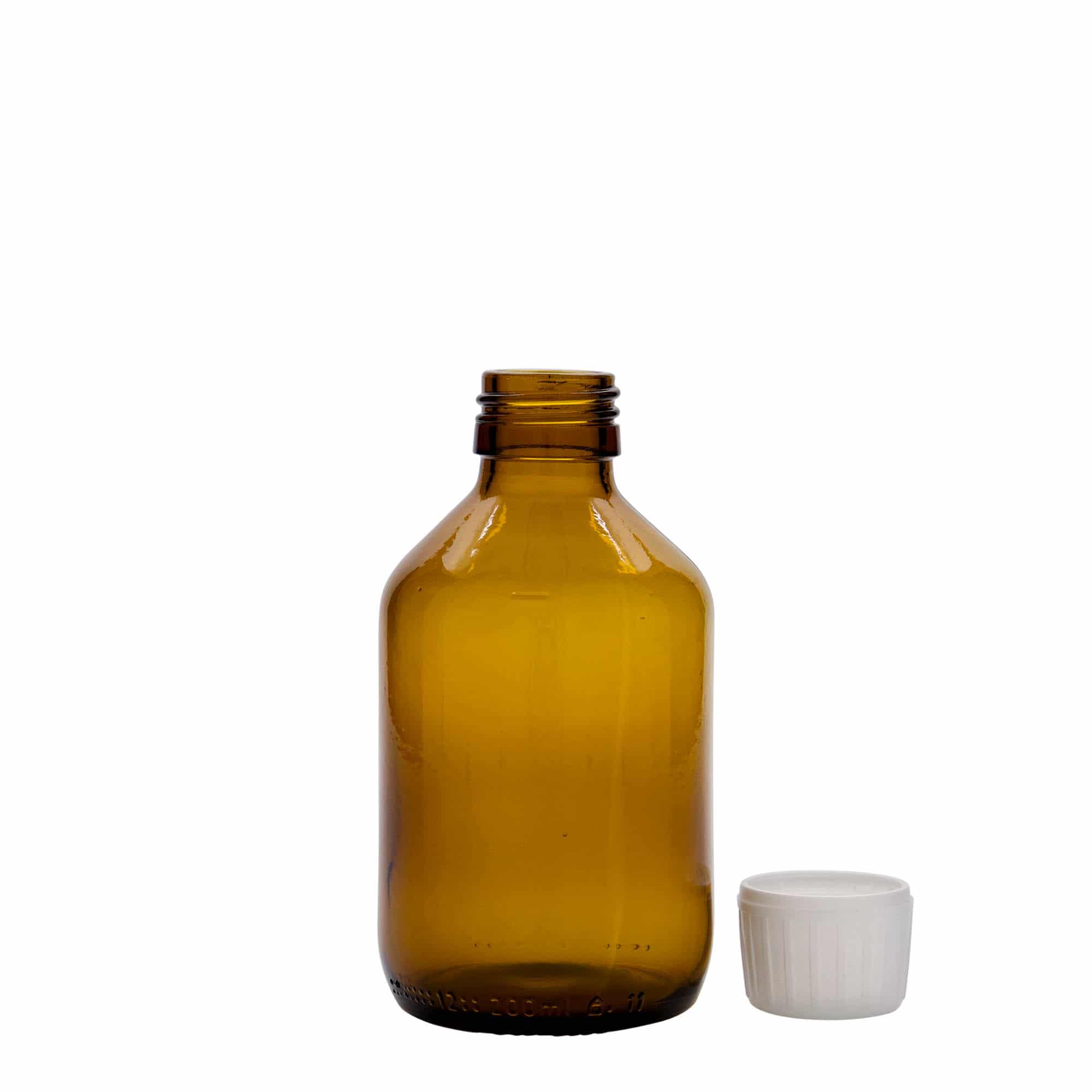 200 ml medicinflaske, brun, glas, åbning: PP 28