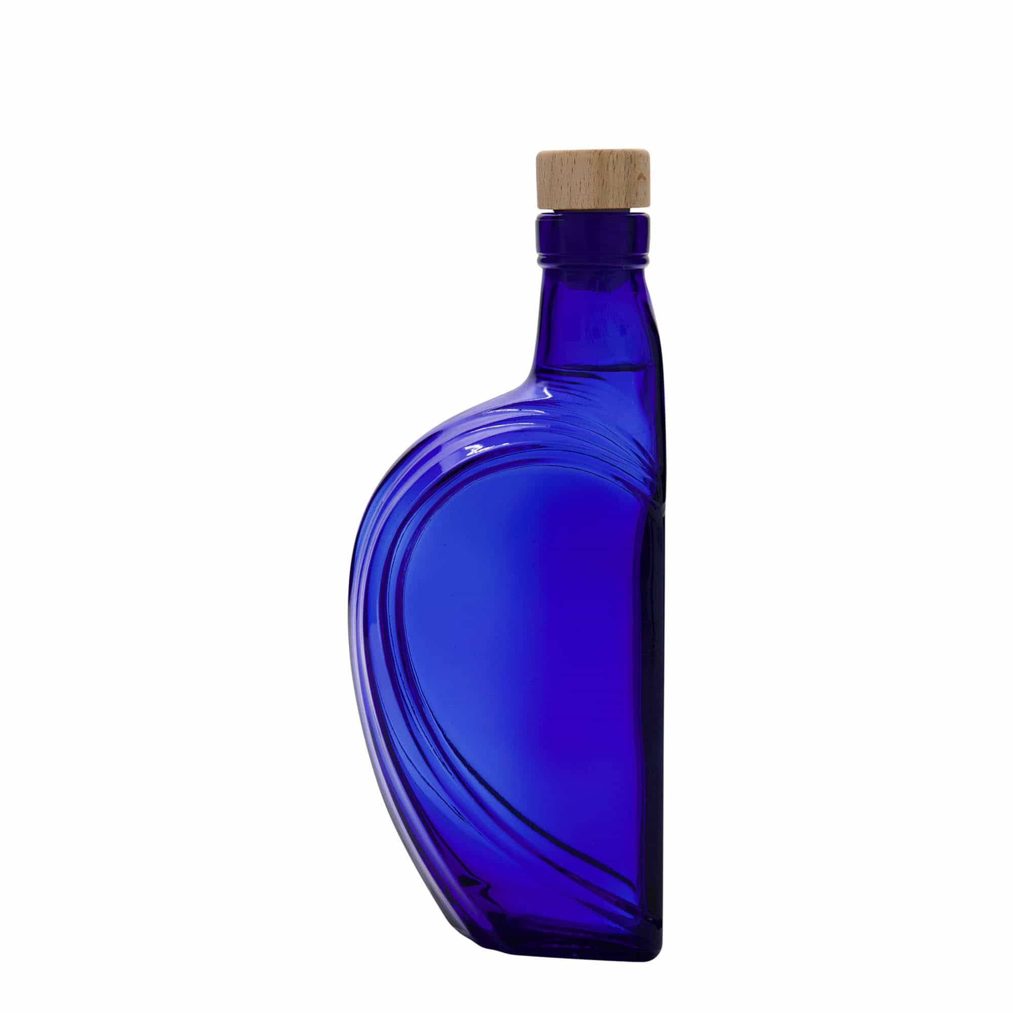 375 ml glasflaske »Sweethearts«, rektangulær, kongeblå, åbning: kork