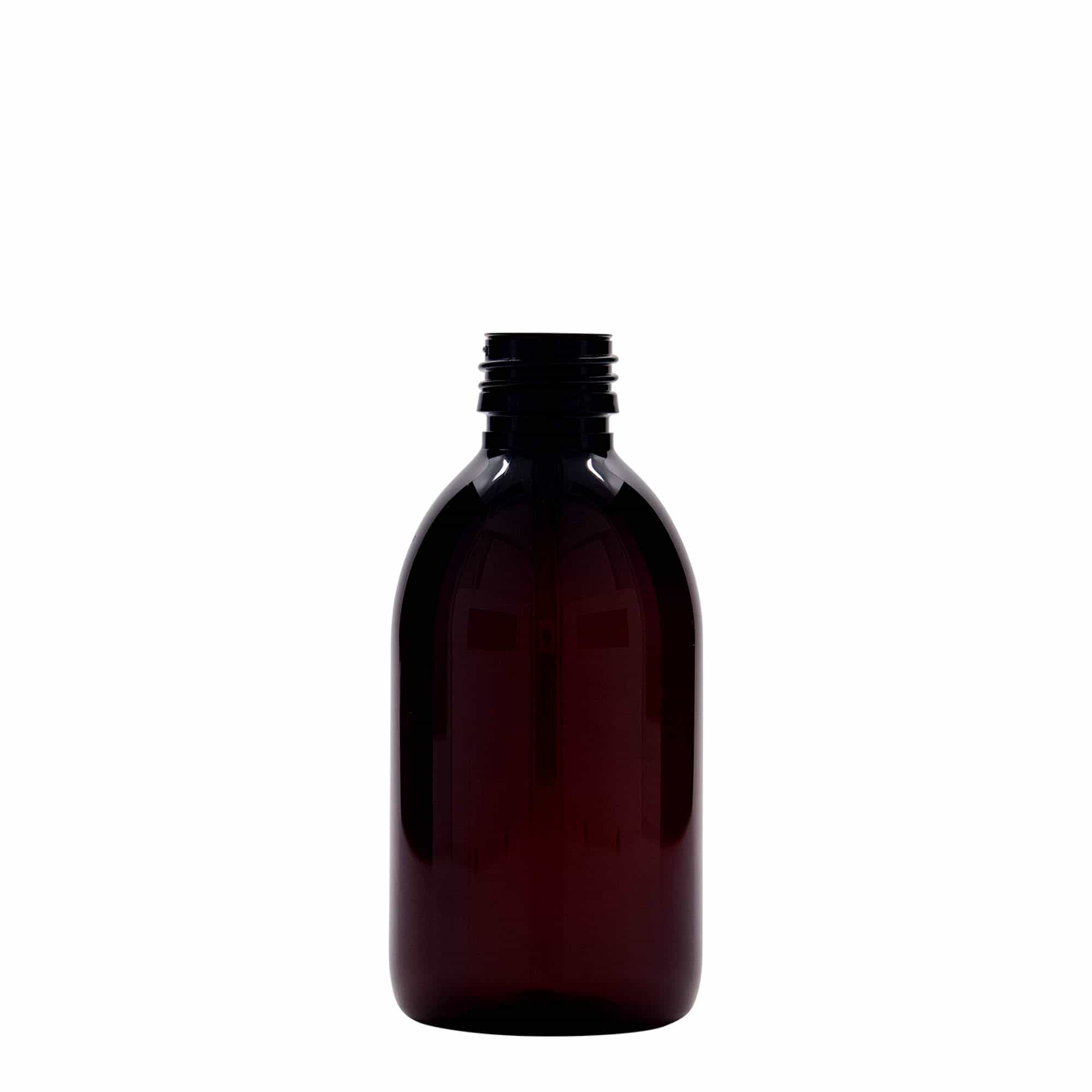 250 ml PET-medicinflaske, brun, plast, åbning: PP 28