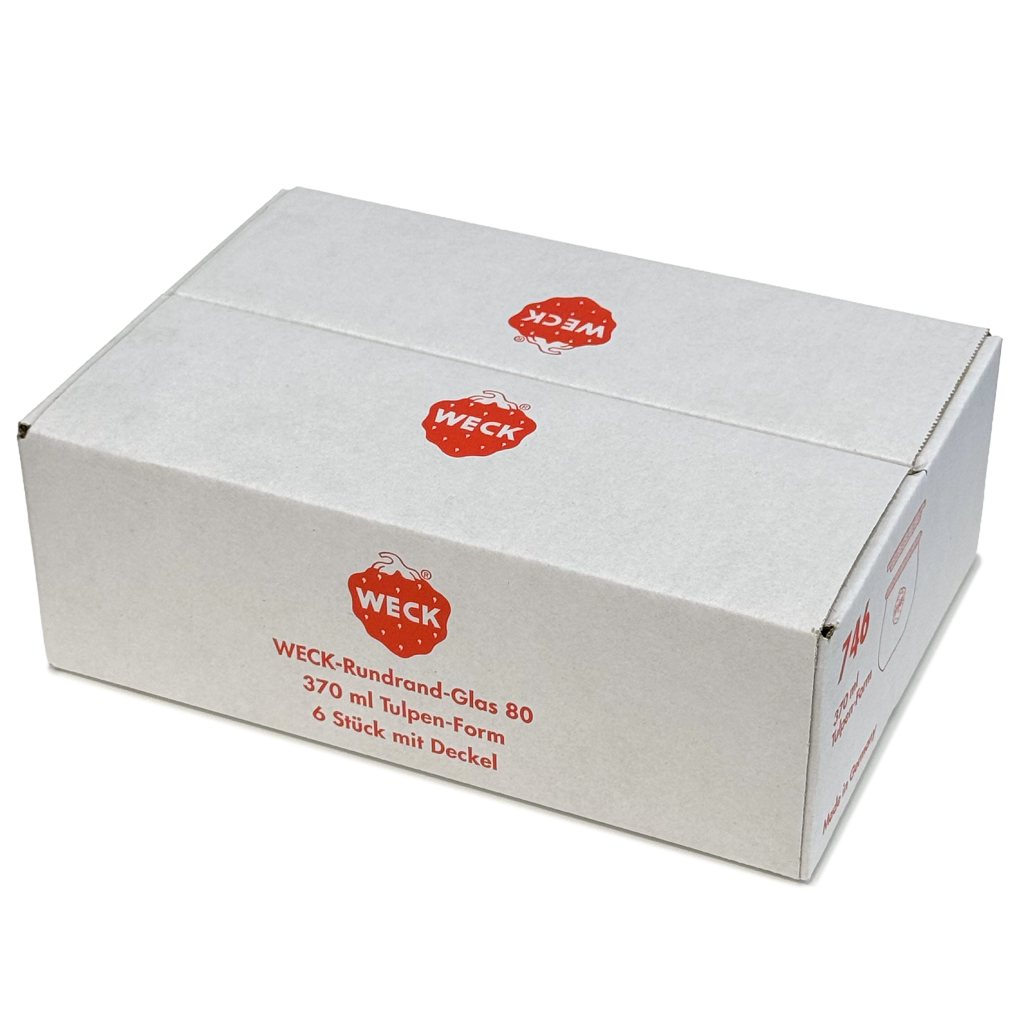 6x 370 ml WECK-tulipanglas med glaslåg RR 80