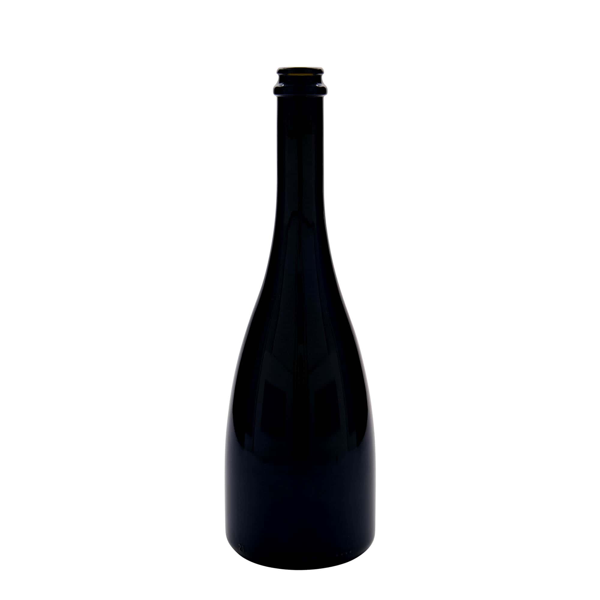 750 ml øl-/champagneflaske »Tosca«, glas, antikgrøn, munding: kapsel