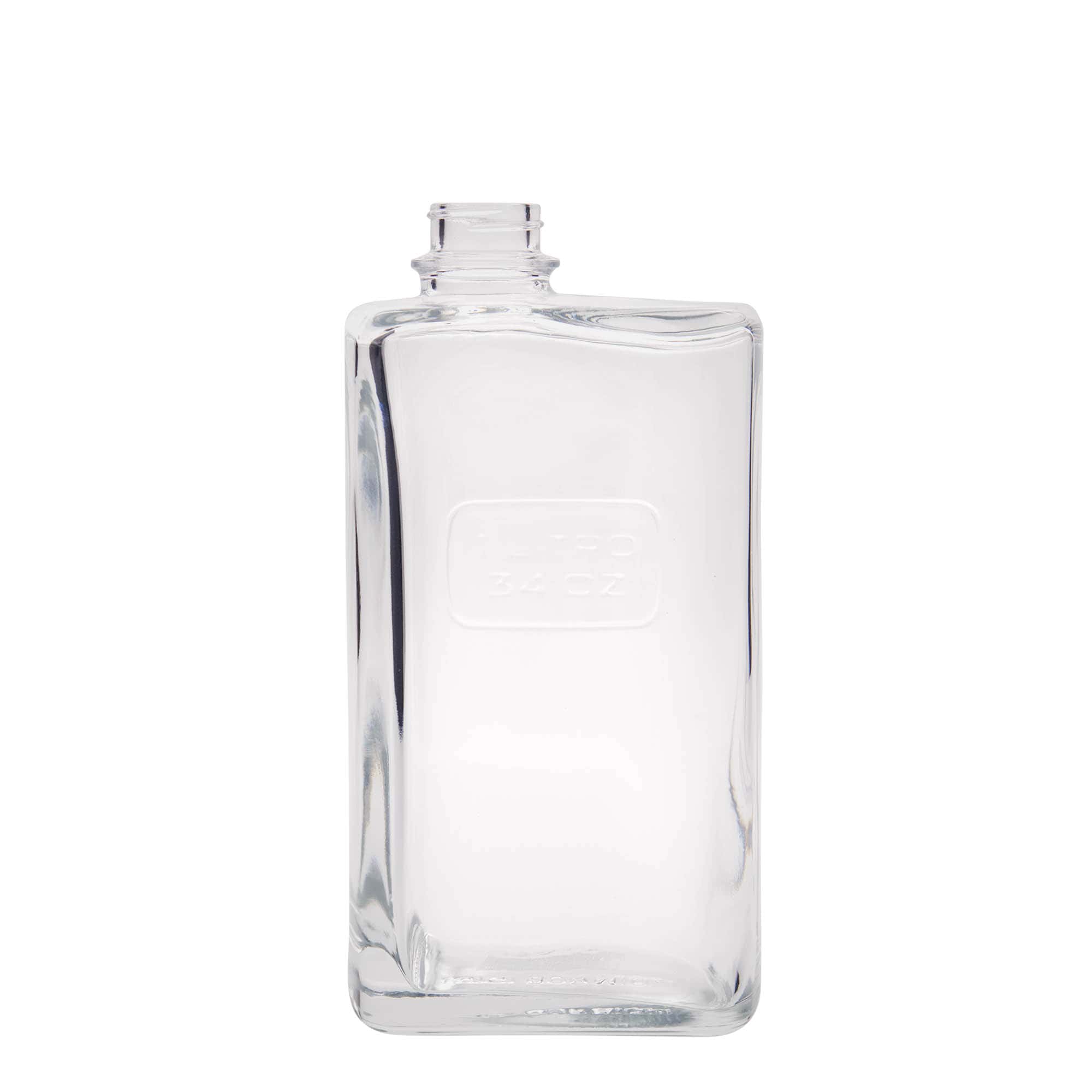 1.000 ml glasflaske 'Optima Lattina', firkantet, åbning: Skruelåg