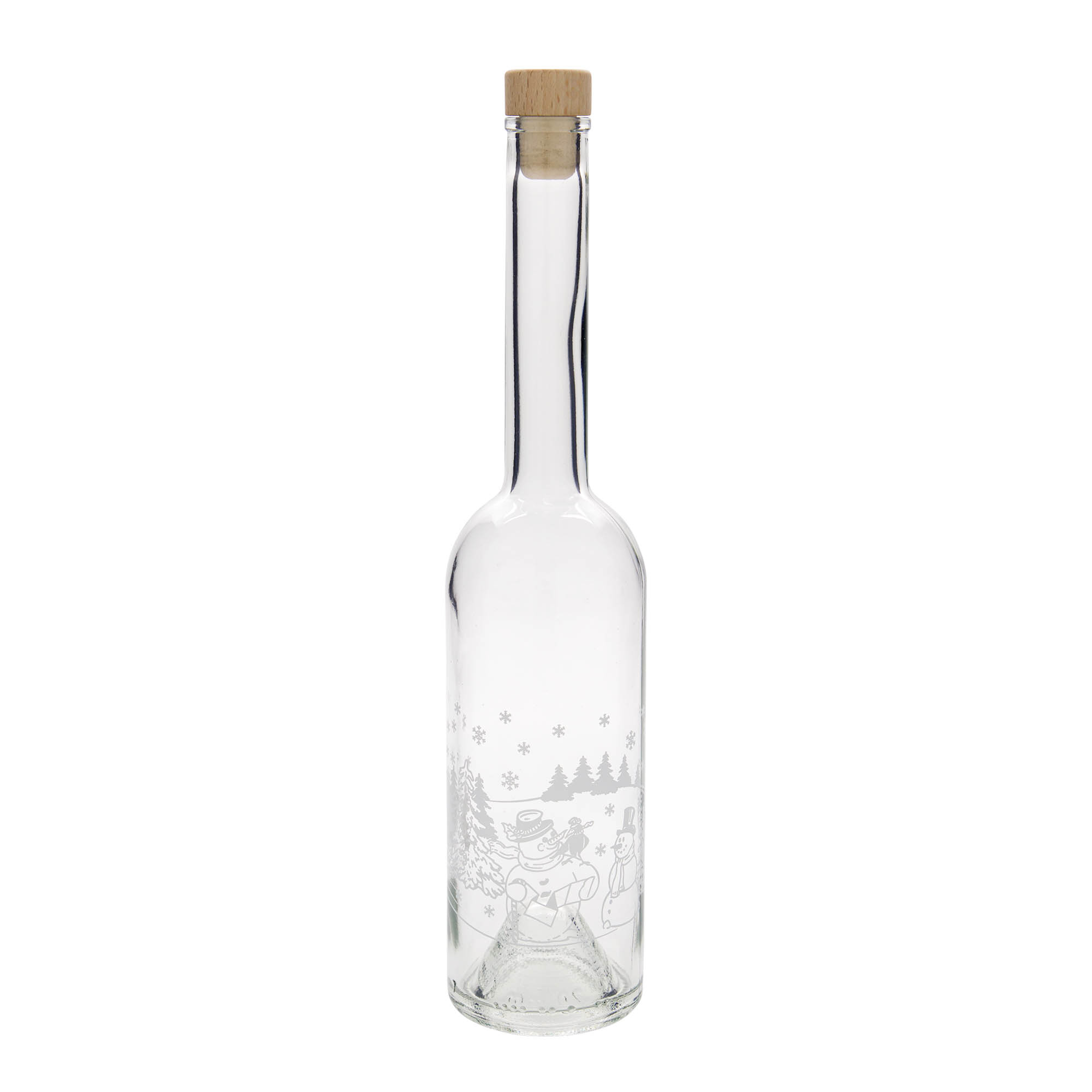 500 ml glasflaske 'Opera', motiv: snemandsflaske, åbning: kork