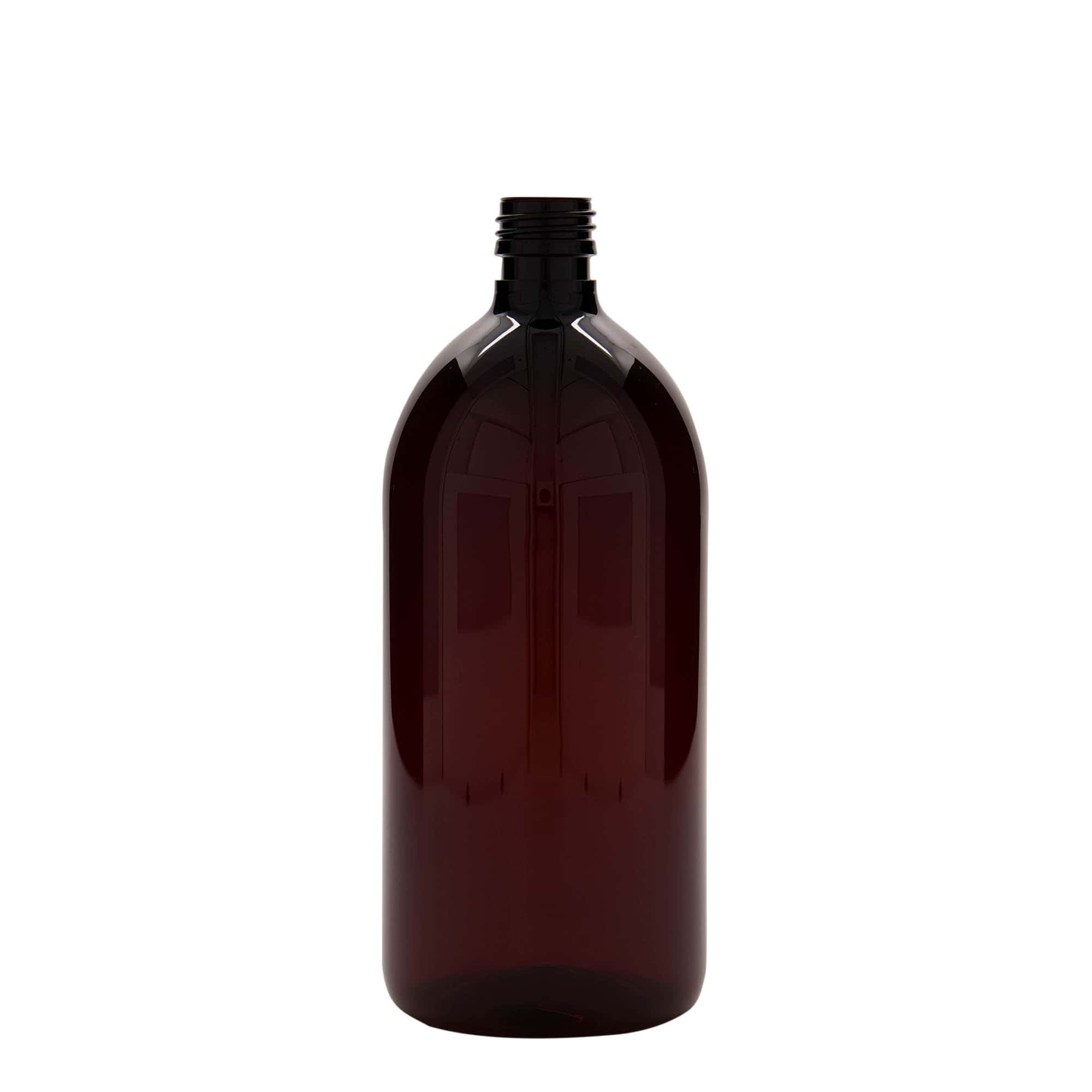 1.000 ml PET-medicinflaske, brun, plastik, åbning: PP 28