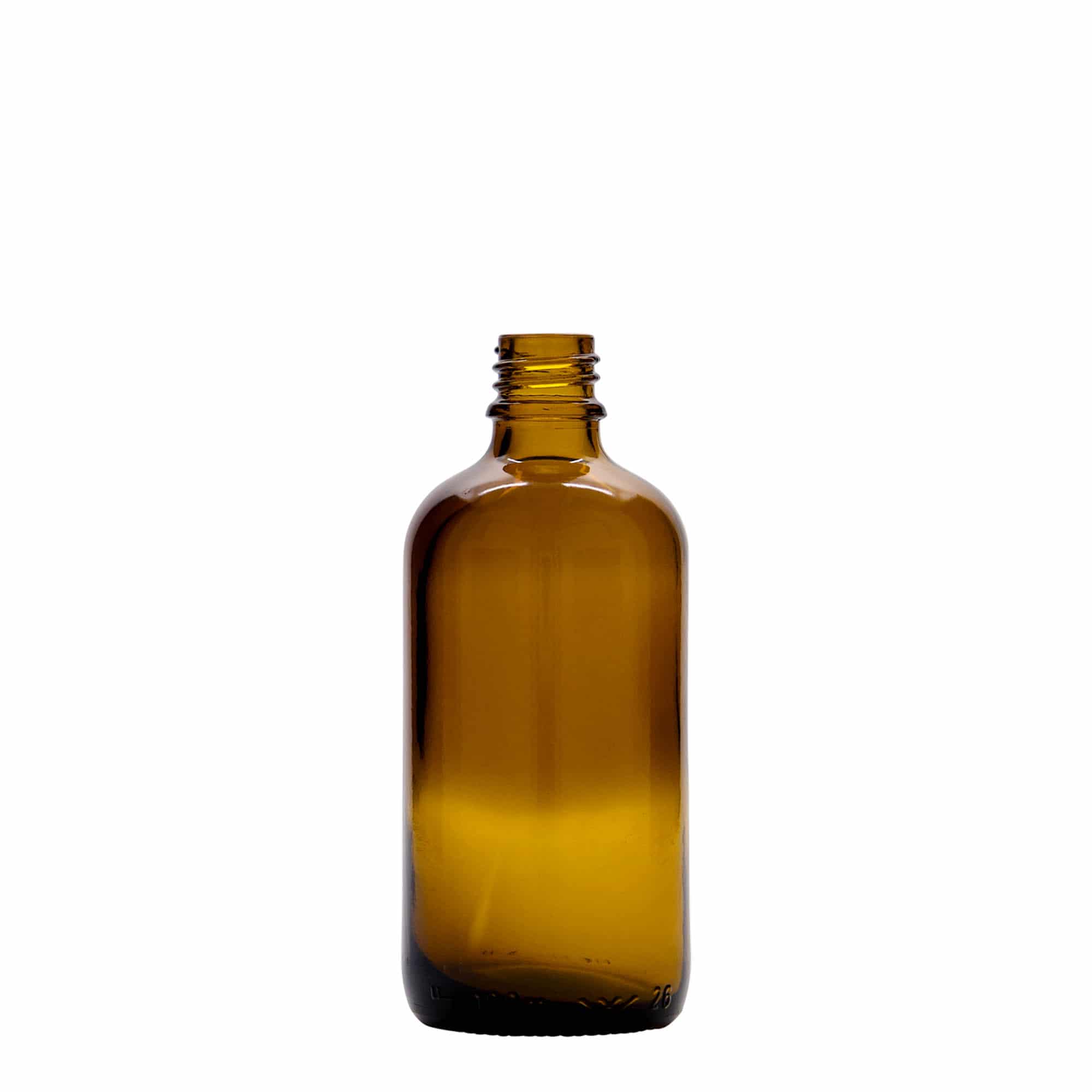 100 ml pipetteflaske medicin, glas, brun-rød, munding: DIN 18