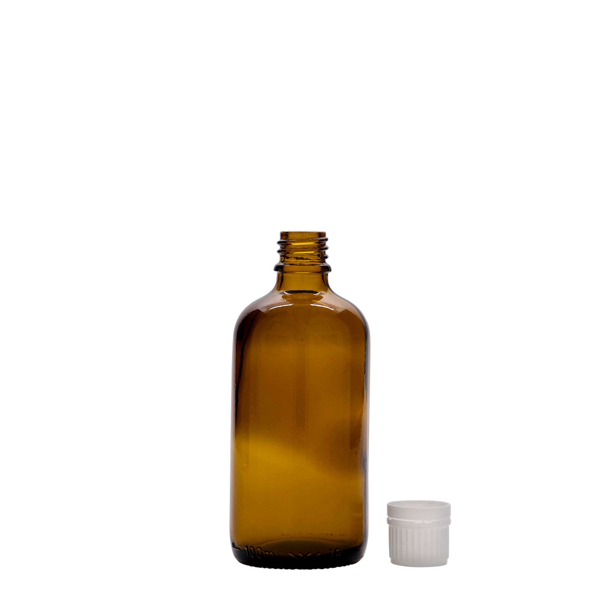 100 ml medicinflaske, glas, brun, munding: DIN 18 100 ml medicinflaske, glas, brun, munding: DIN 18