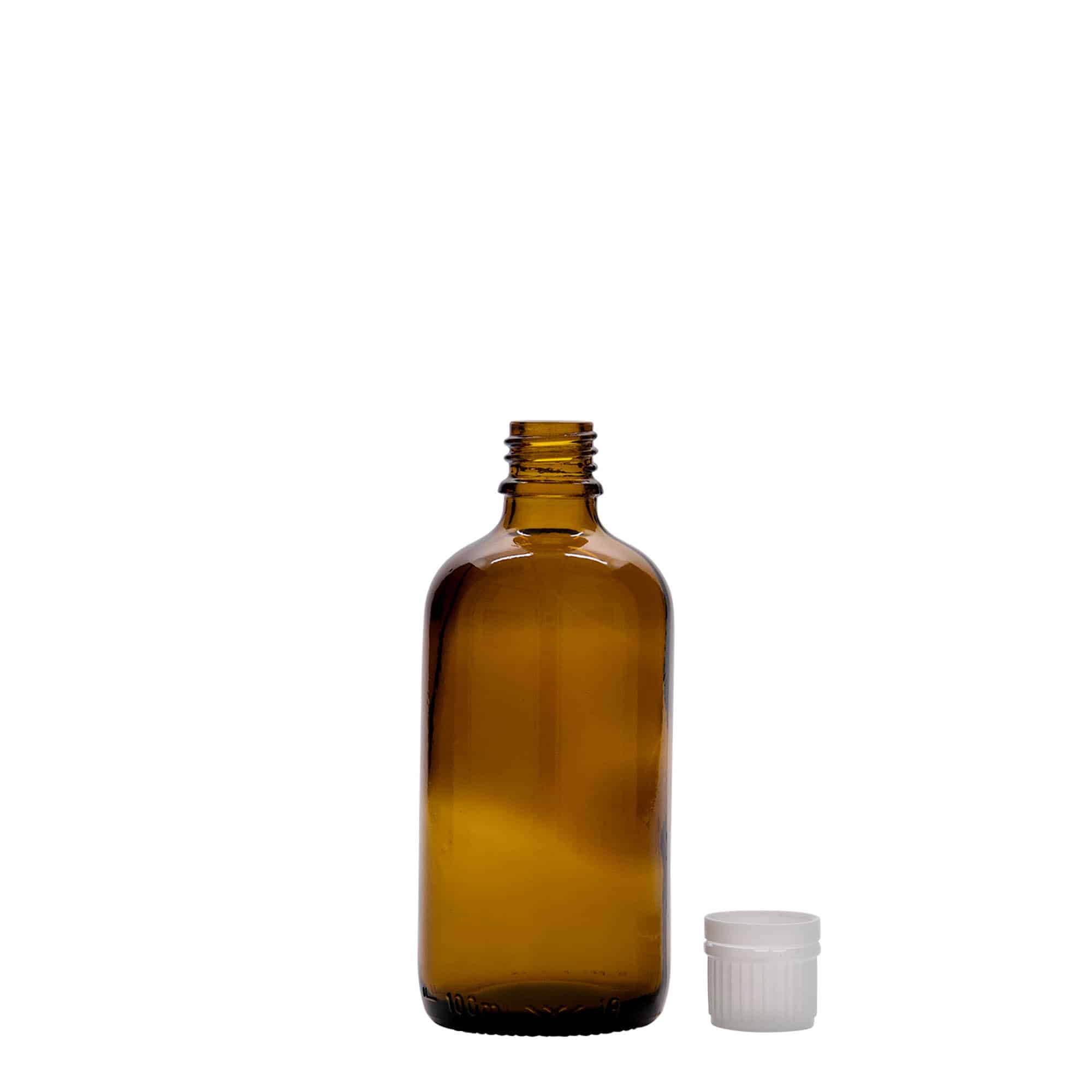 100 ml medicinflaske, glas, brun, munding: DIN 18