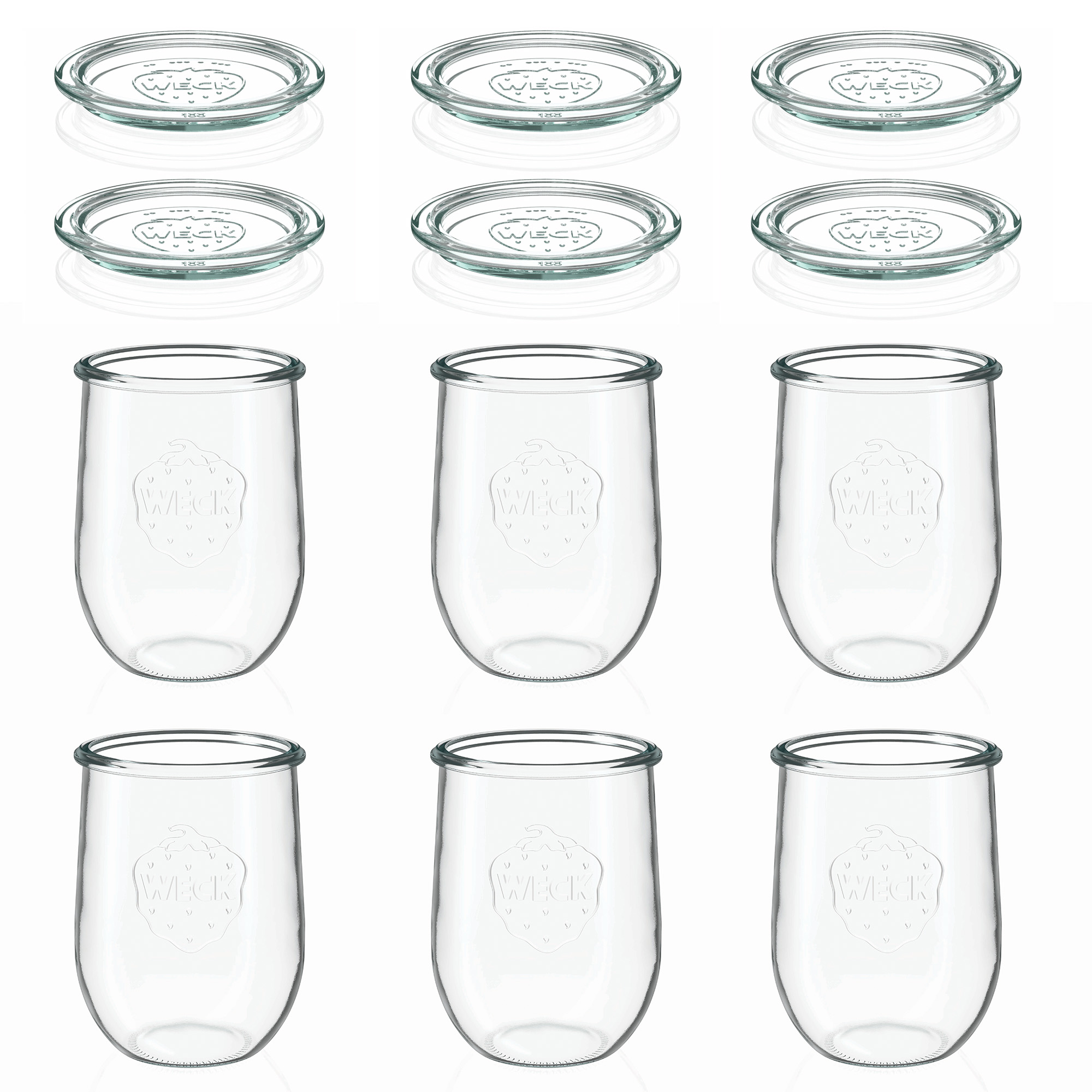 6x 1050 ml WECK-tulipanglas med glaslåg RR 100