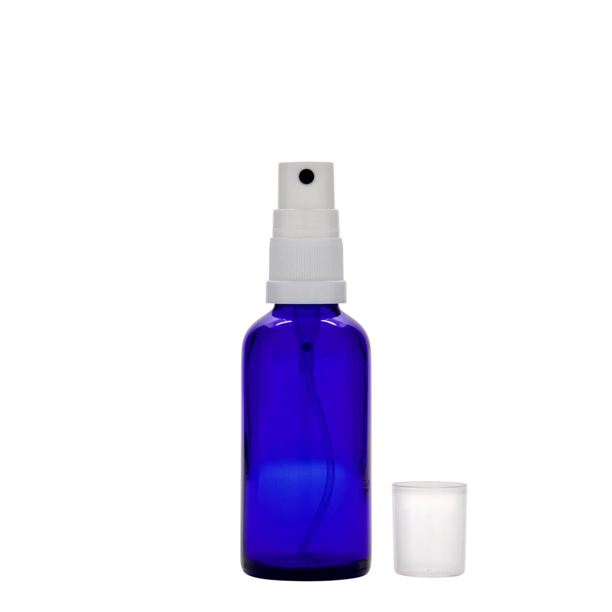 50 ml sprayflaske medicin, glas, kongeblå, åbning: DIN 18 50 ml sprayflaske medicin, glas, kongeblå, åbning: DIN 18